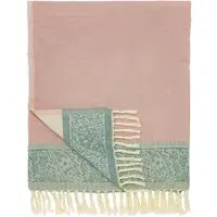 Woven Throw with Decorative Border - Pink