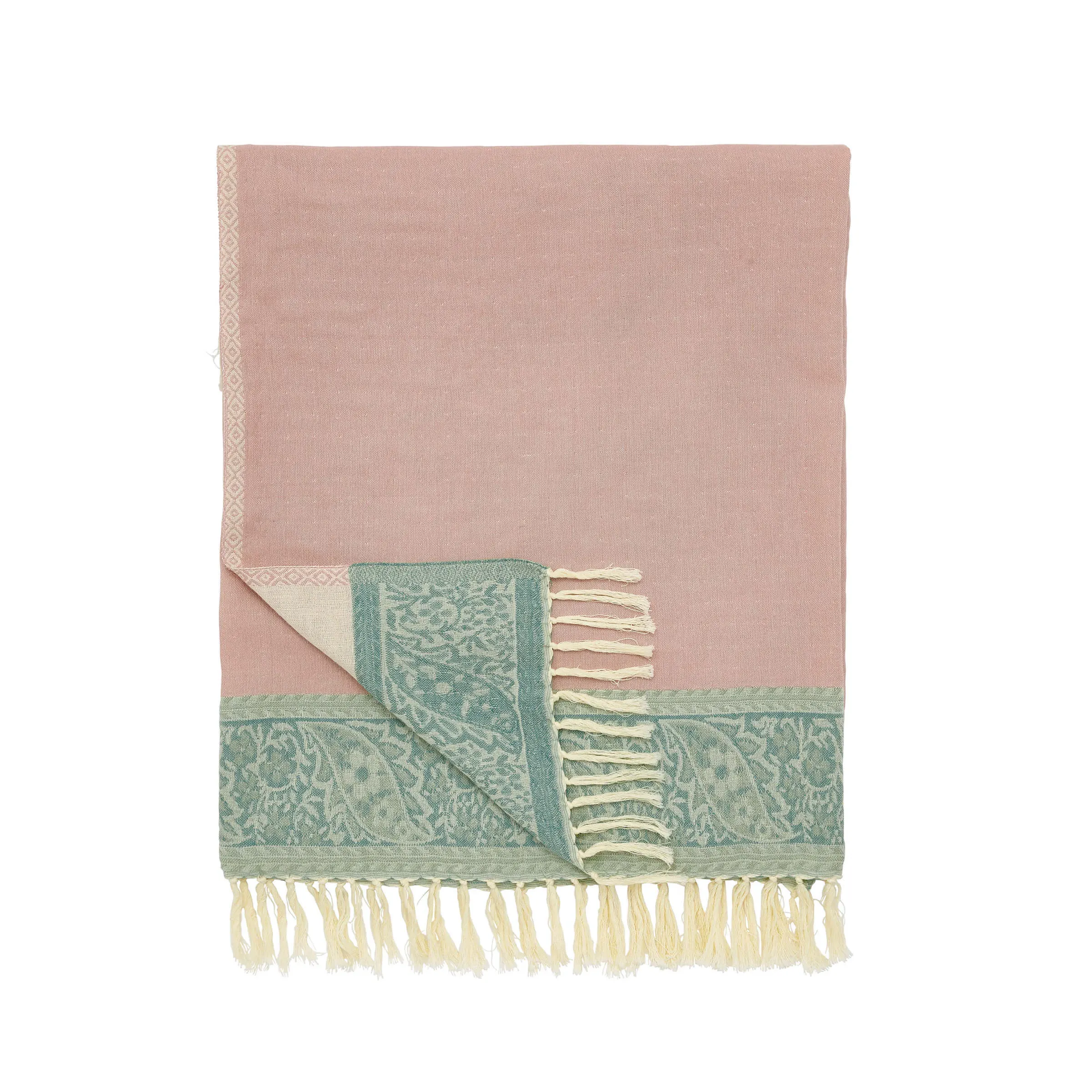 Woven Throw with Decorative Border - Pink