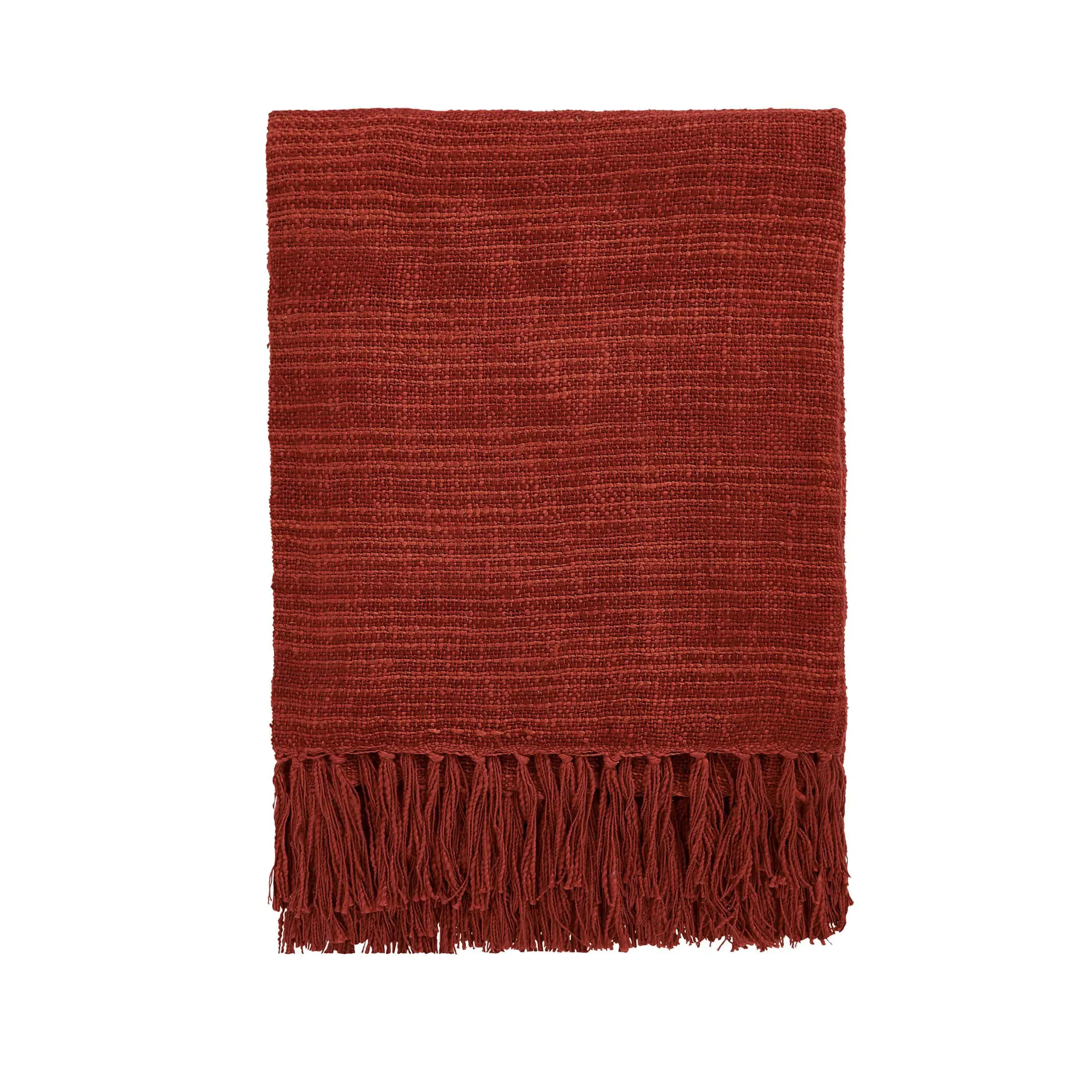 Woven Throw with Floral Pattern - Red, Cotton image