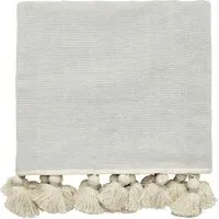 Woven Throw with Tassels - Silver, Cotton
