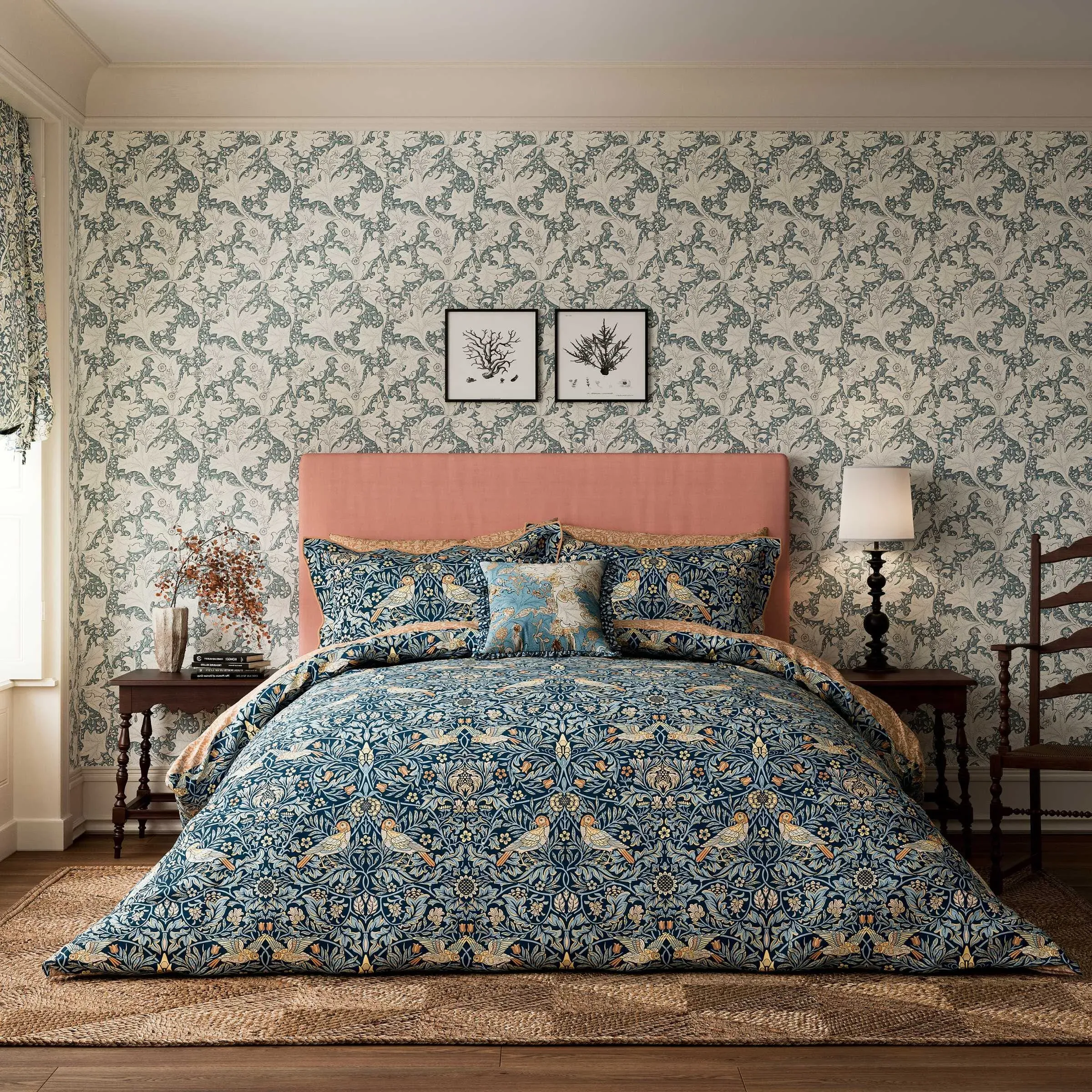 Morris & Co Bird Double Duvet Cover Set - Webb's Blue, Cotton alternate view