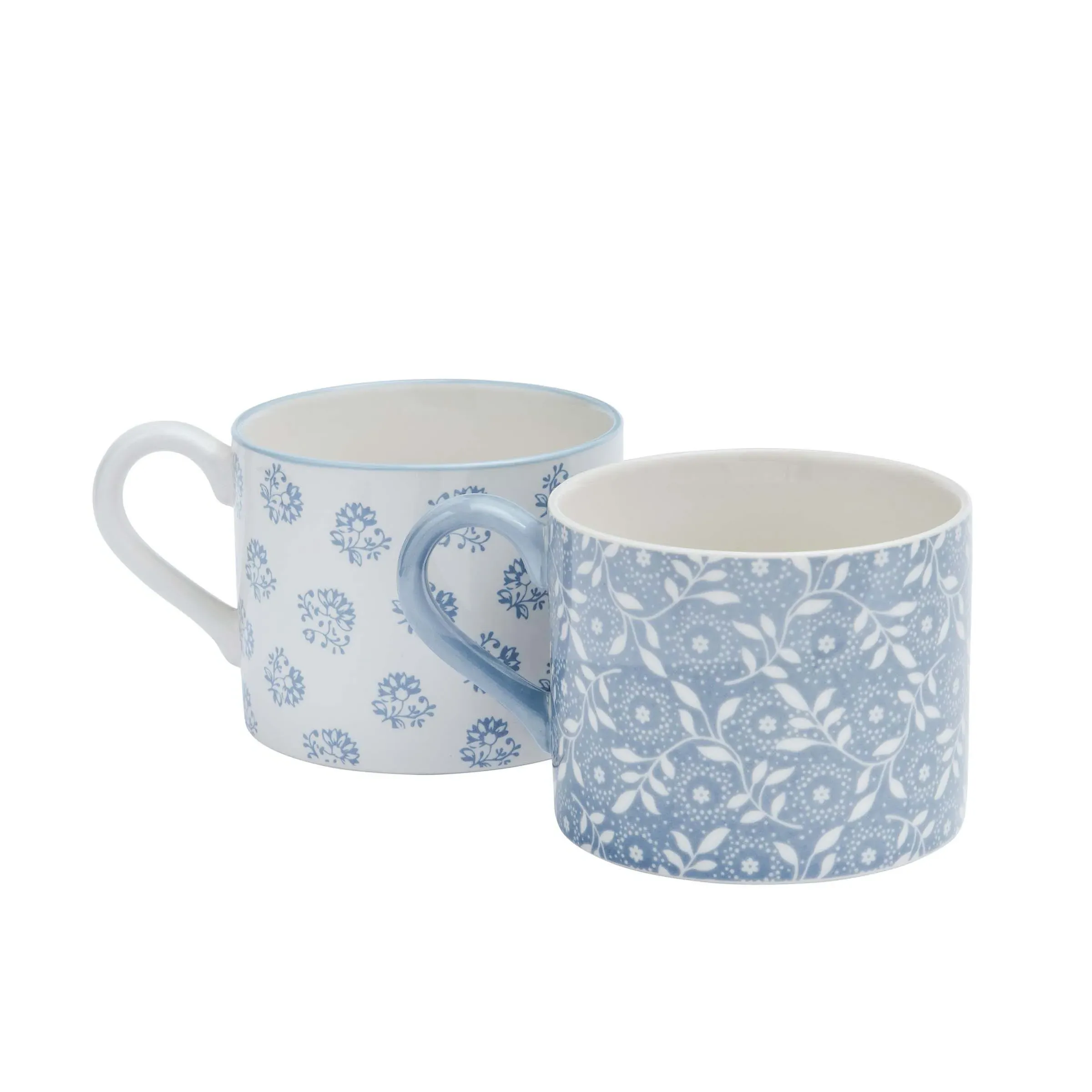 2-Piece Mug Set with Floral Design - Blue