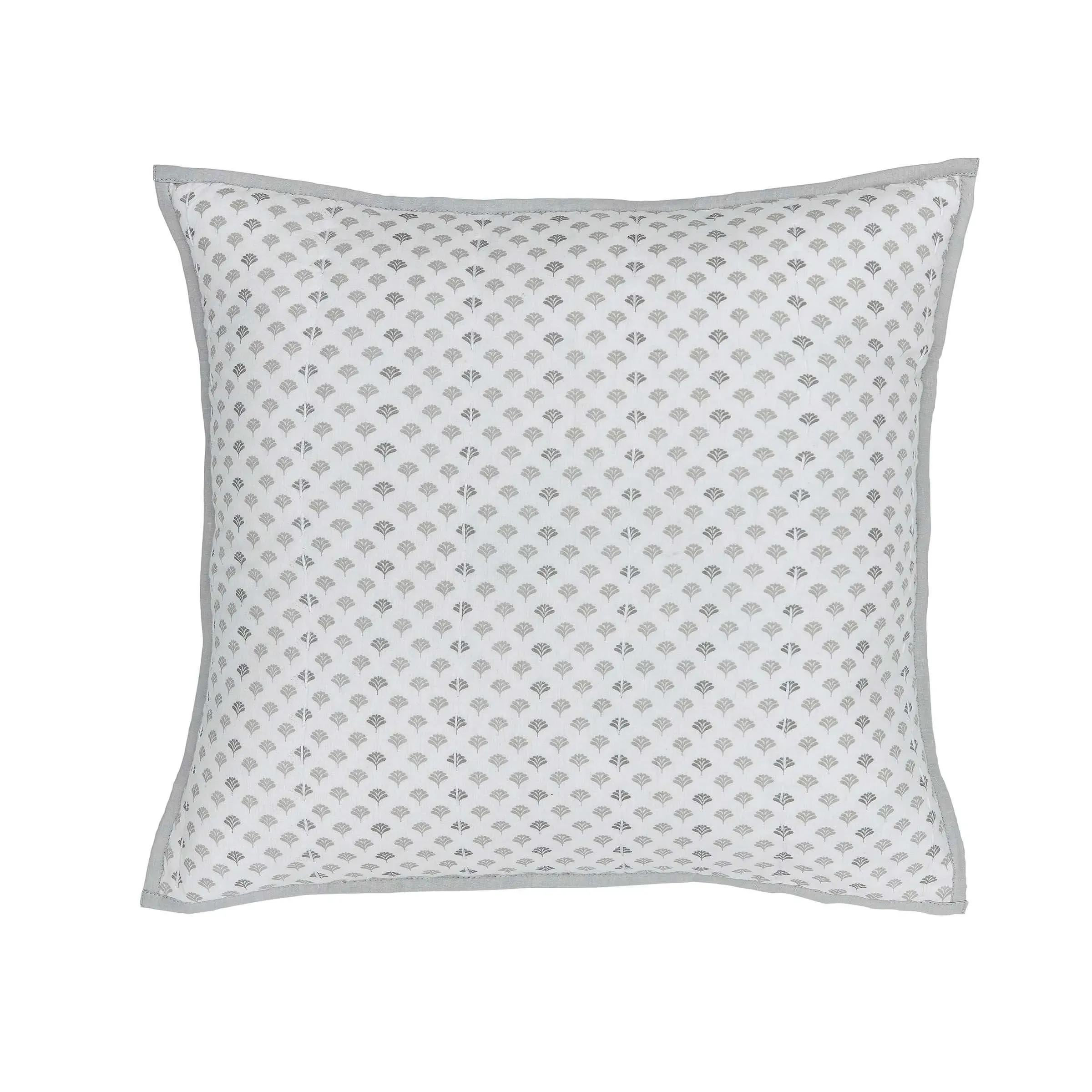 40cm Cushion with Quilted Detail - Grey, Cotton image