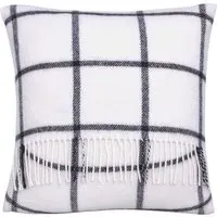 45cm Square Cushion with Fringe - Grey, Wool