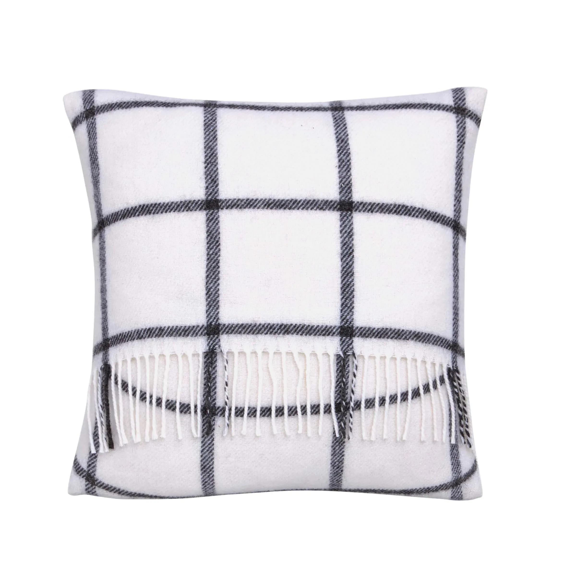 45cm Square Cushion with Fringe - Grey, Wool image