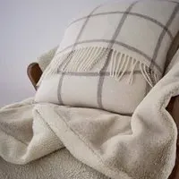 45cm Square Cushion with Fringe - Linen, Wool