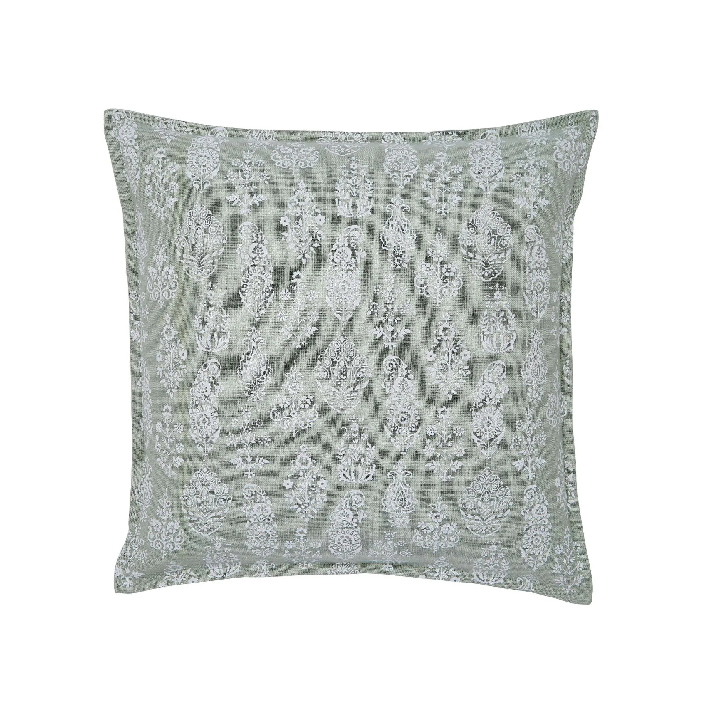 50cm Cushion with Paisley Design - Sage, Cotton image