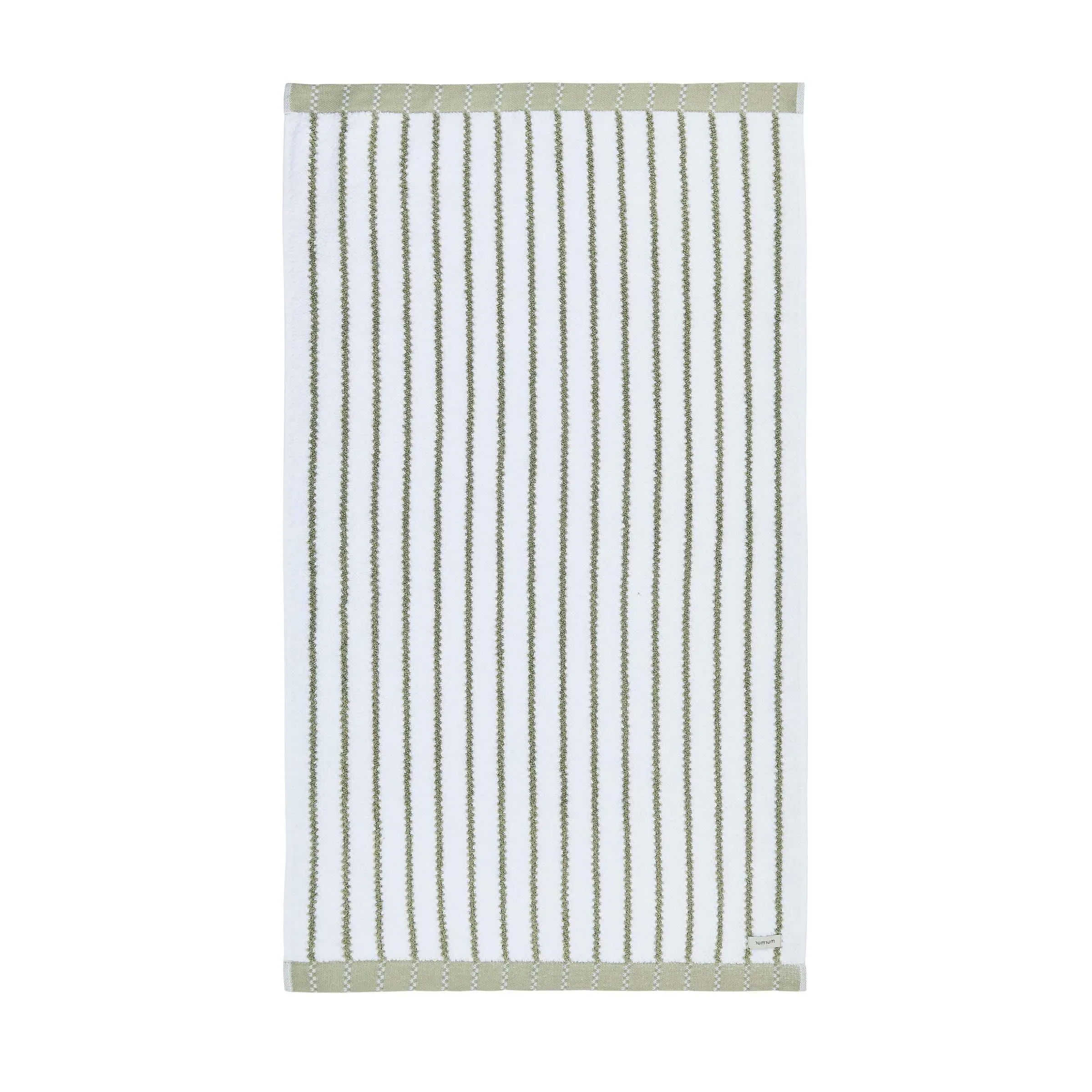 Bath Towel with Striped Hem - Mourne Green, Cotton