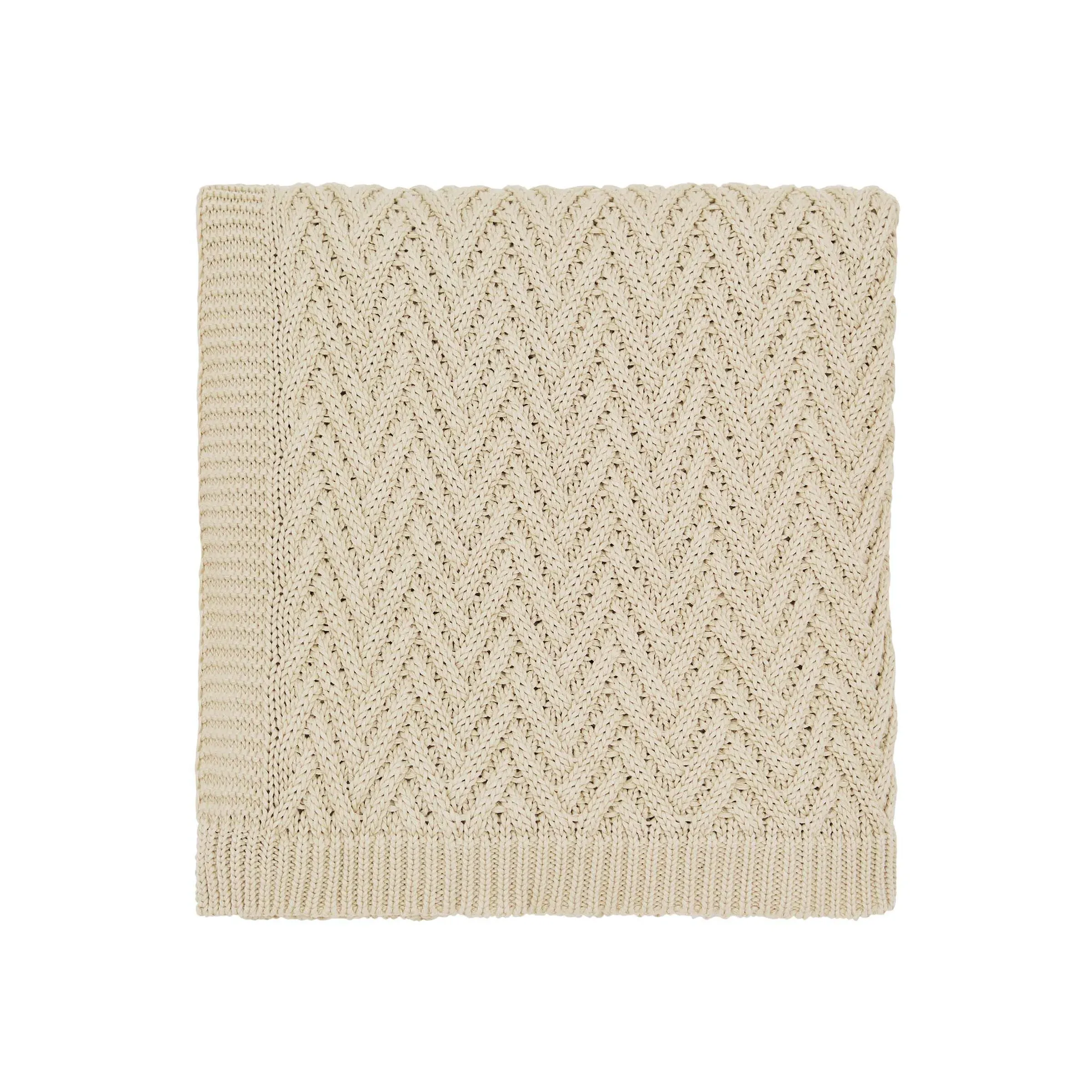 Chunky Knit Throw - Linen, Wool Blend