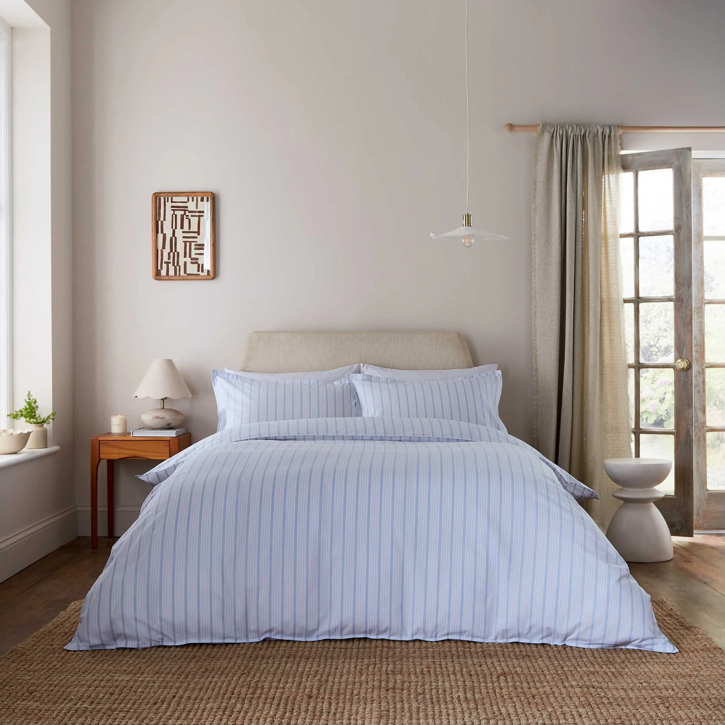 Double Duvet Cover Set - Blue, Cotton