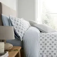 Double Duvet Cover Set - Blue, Cotton Percale