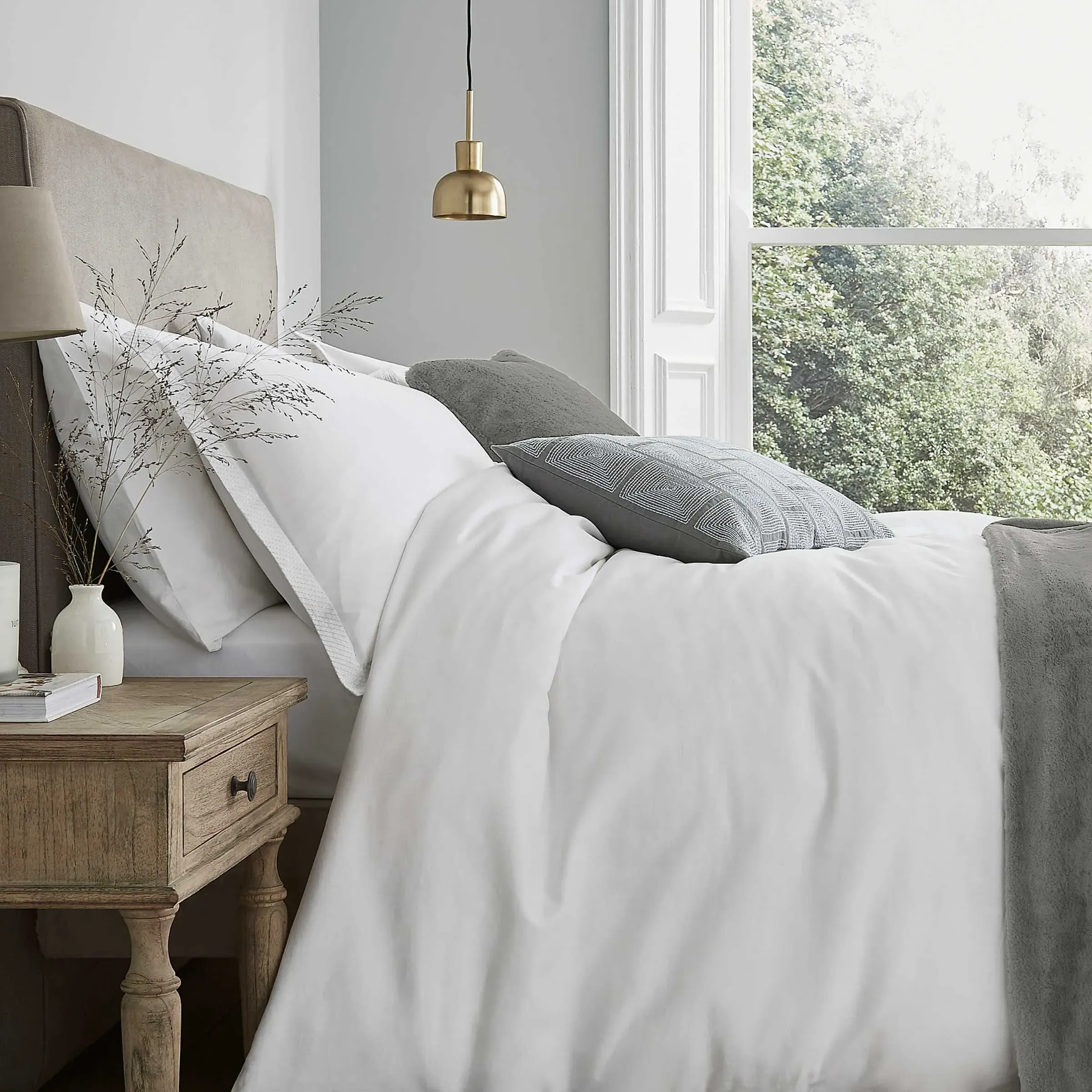 Double Duvet Cover - White, Cotton Sateen image