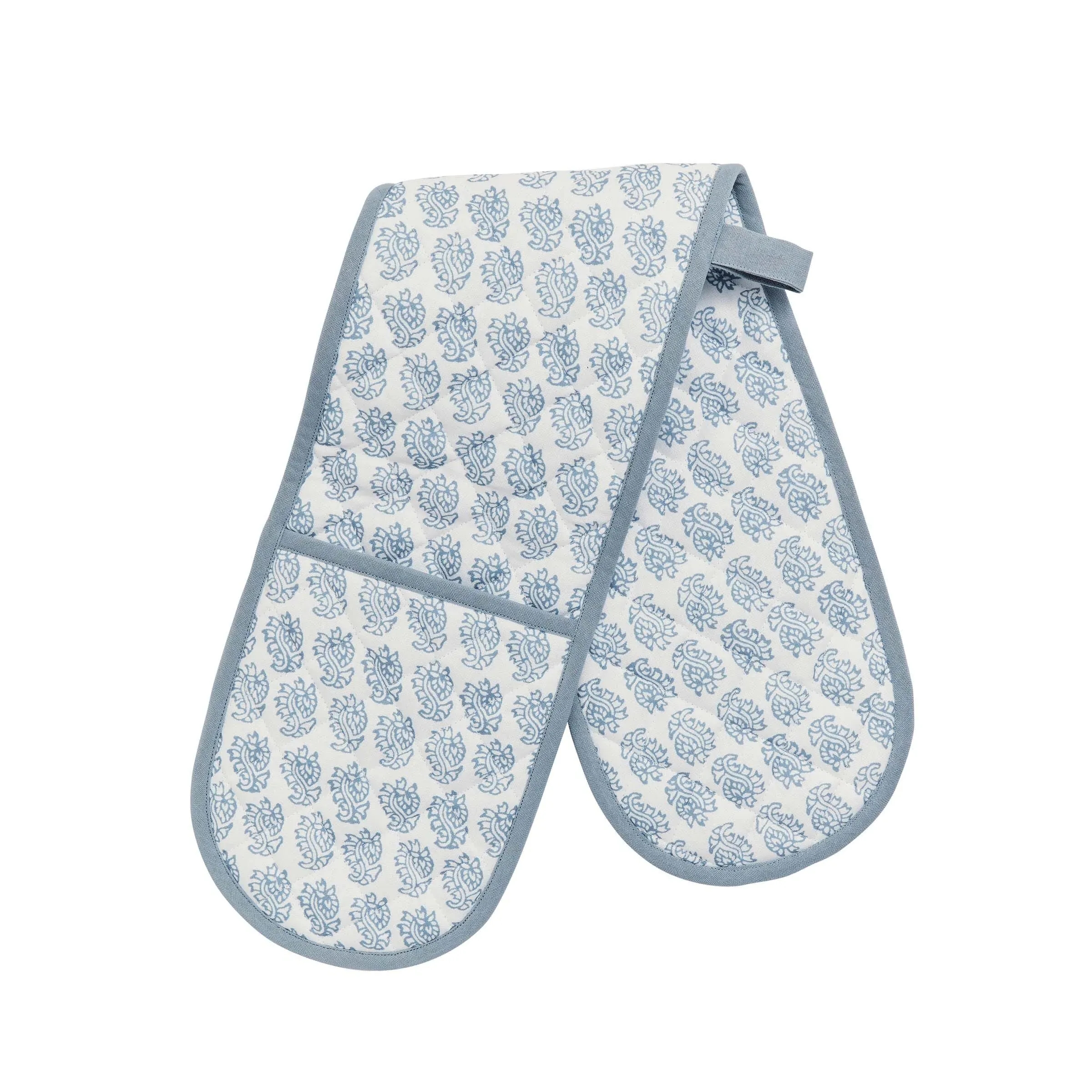 Double Oven Glove Quilted - Blue, Cotton