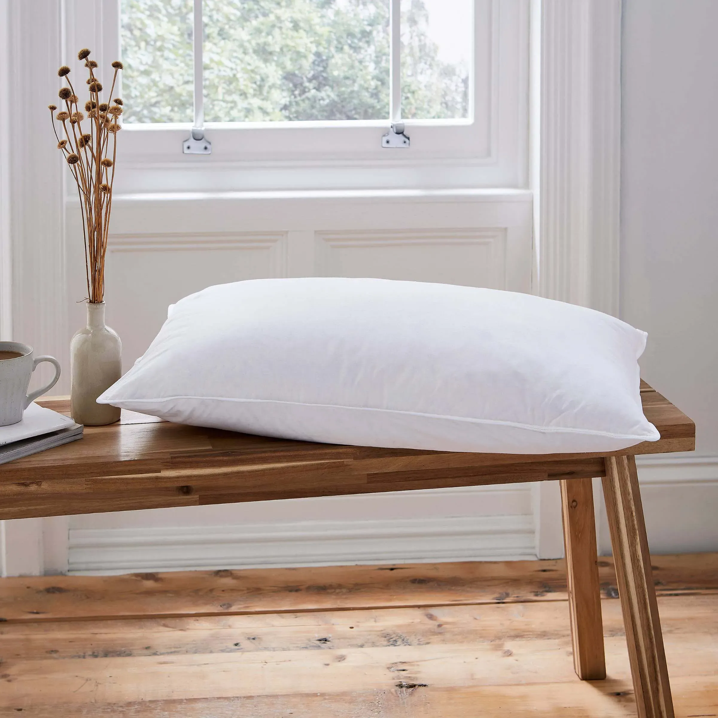 Down Standard Pillow - White, Cotton product