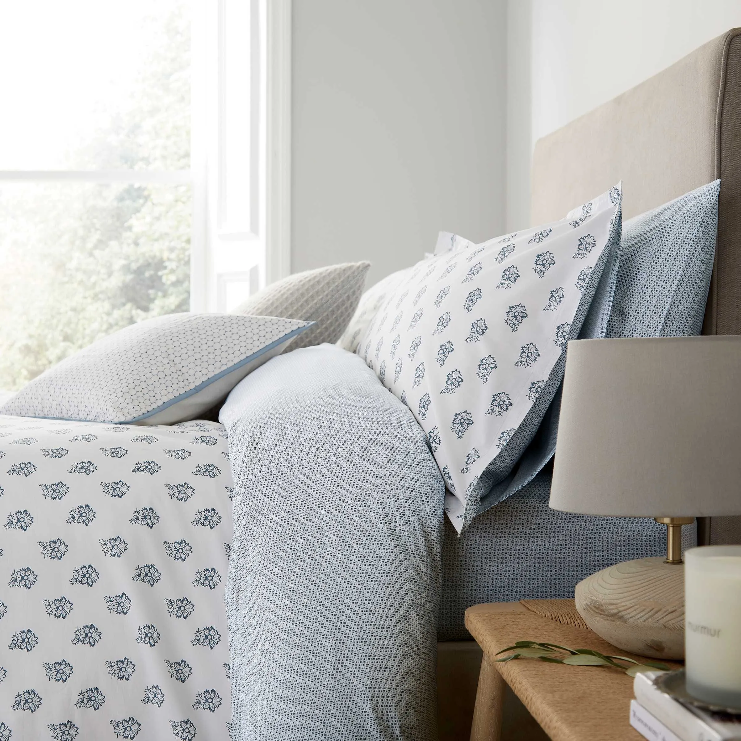 Edith King Size Fitted Sheet - Ballintoy Blue, Cotton Percale alternate view