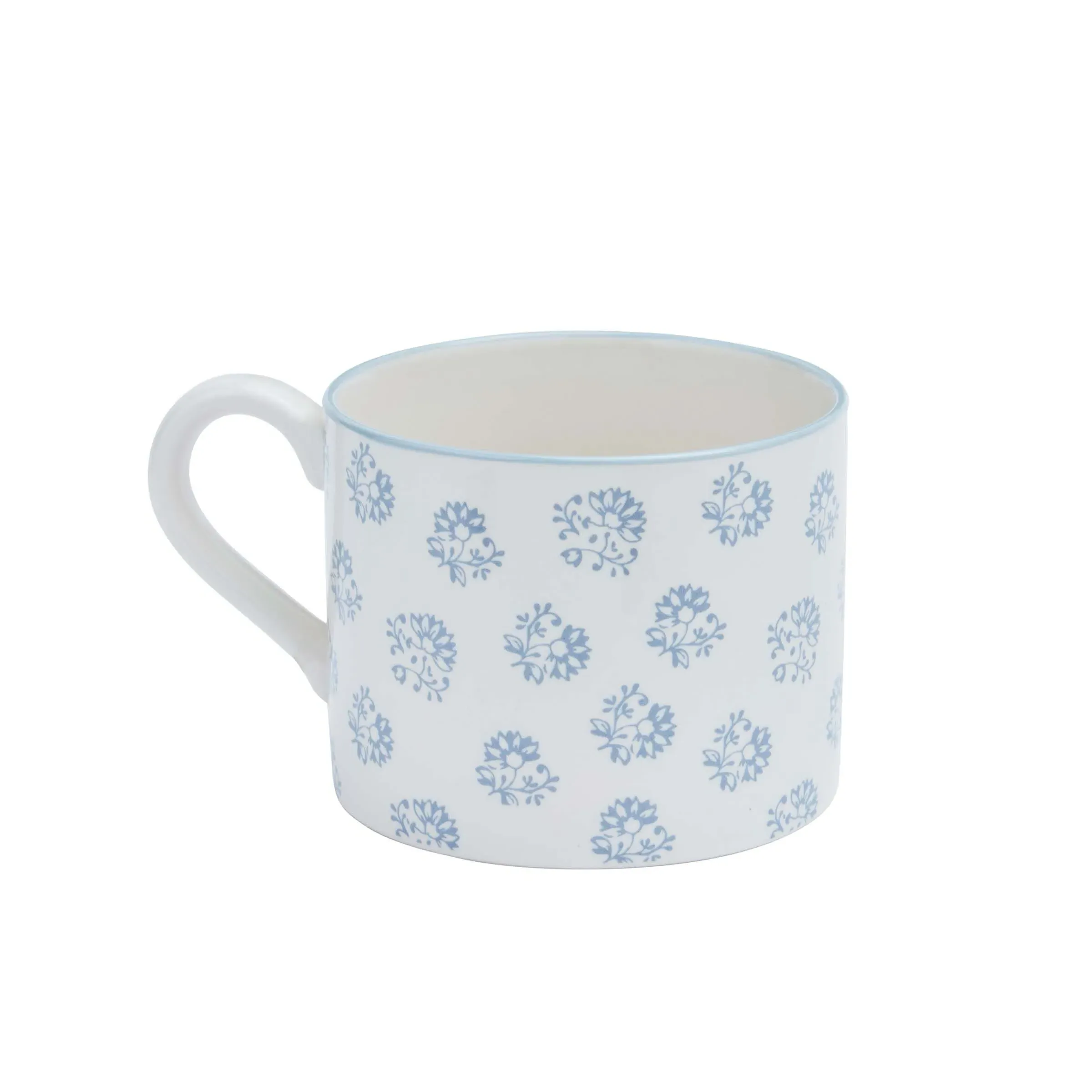 Floral Mug with Block Sprig Design - Blue image