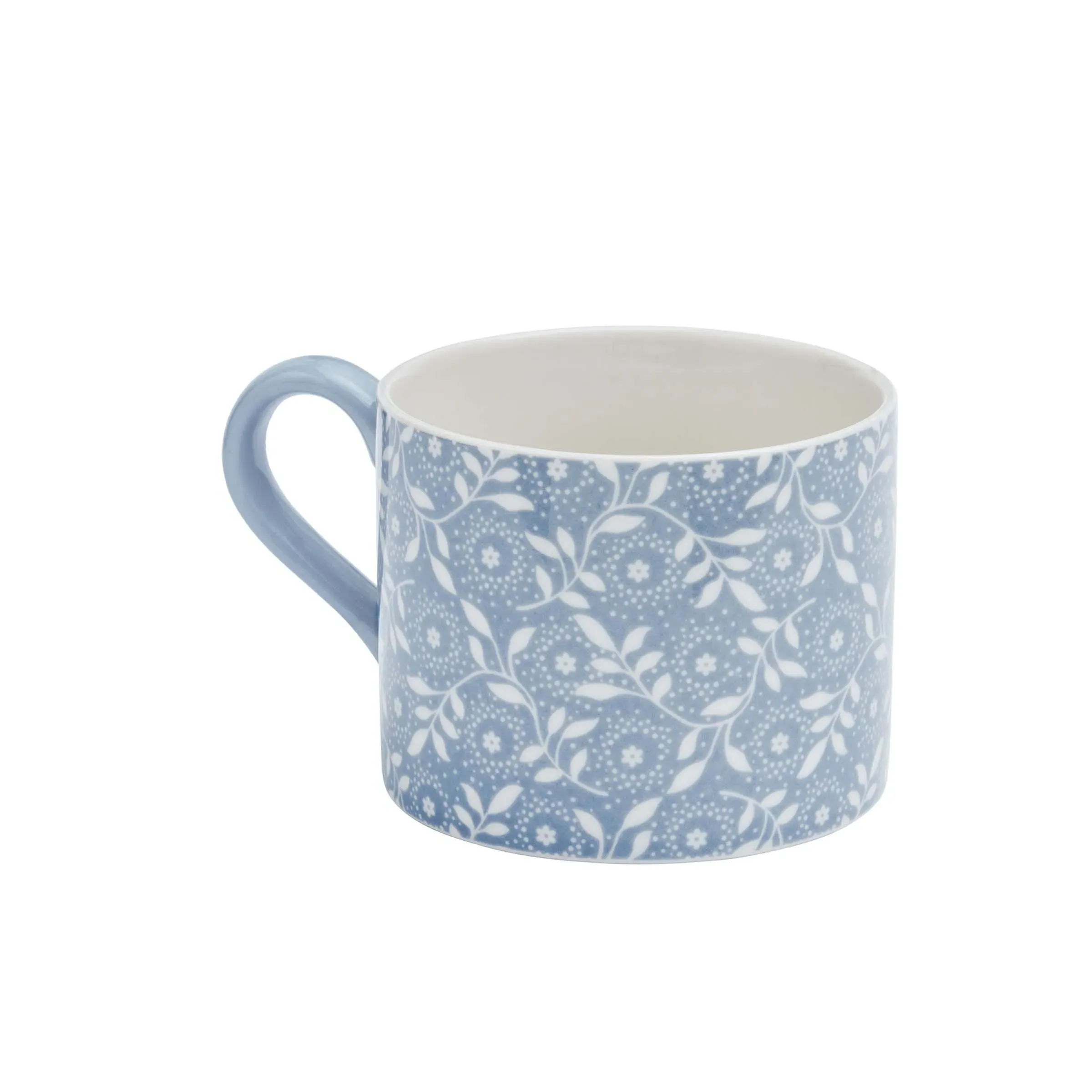 Floral Mug with Trellis Design - Blue, Stoneware image