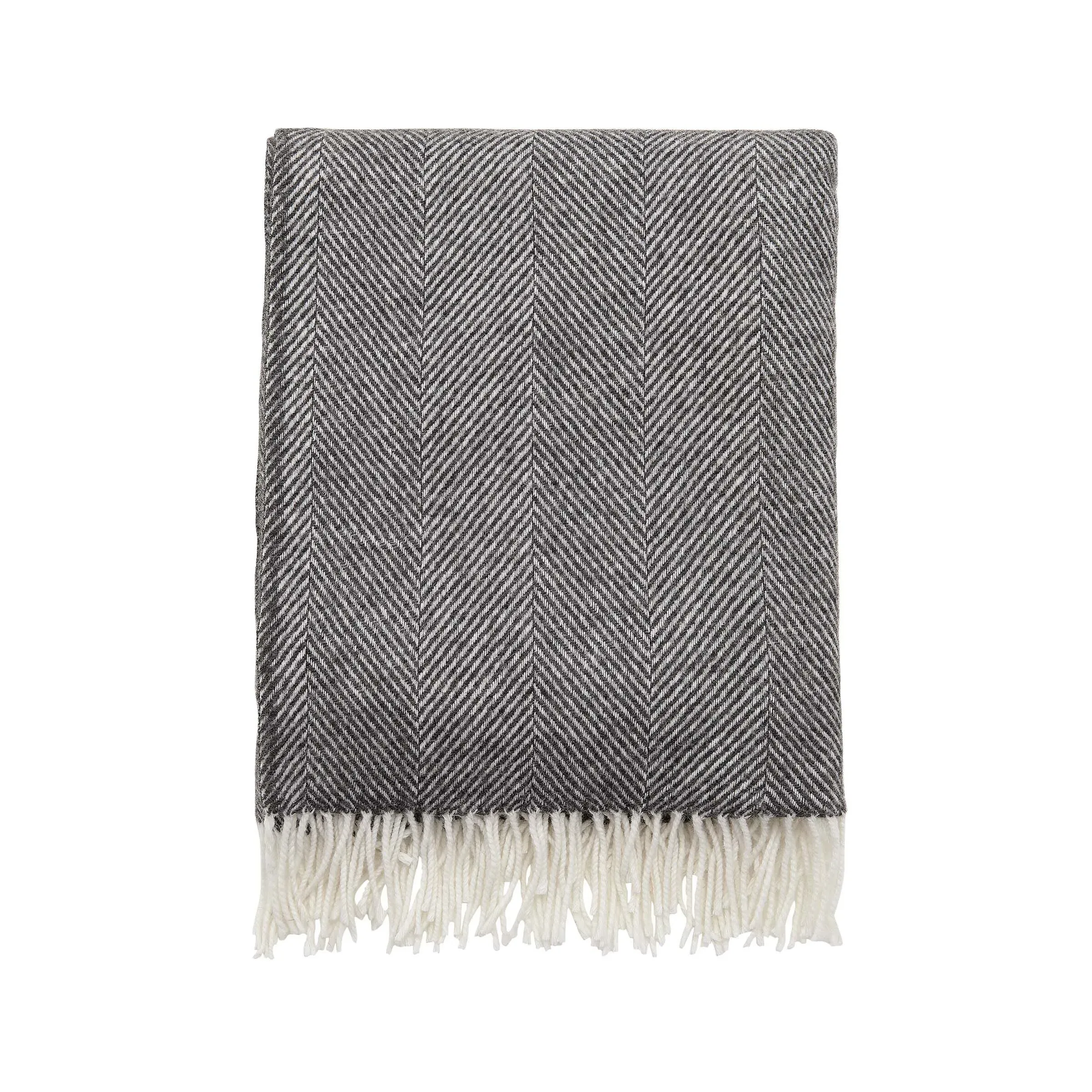 Herringbone Throw Blanket - Storm Grey, Wool