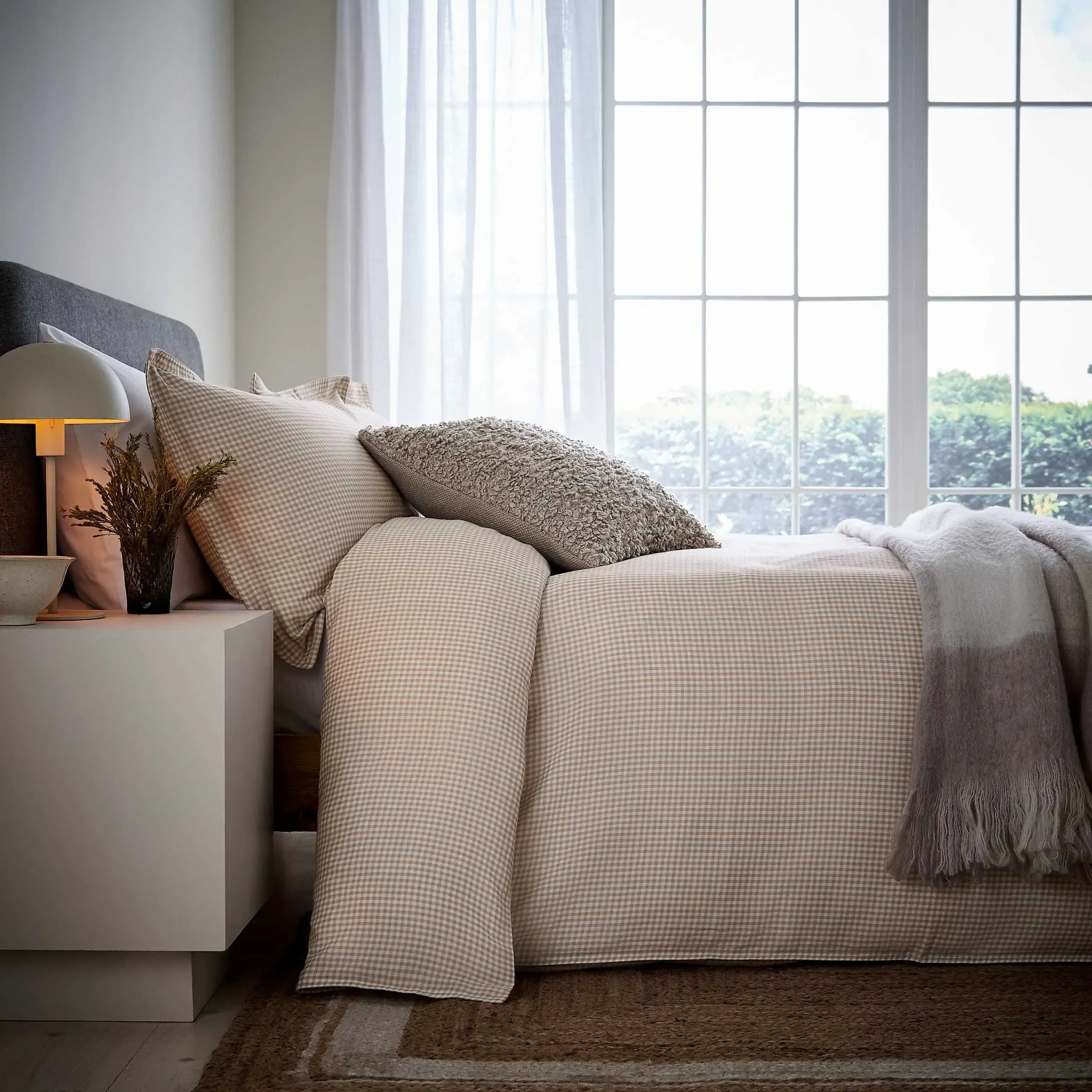 King Duvet Cover Set Gingham - Linen, Cotton