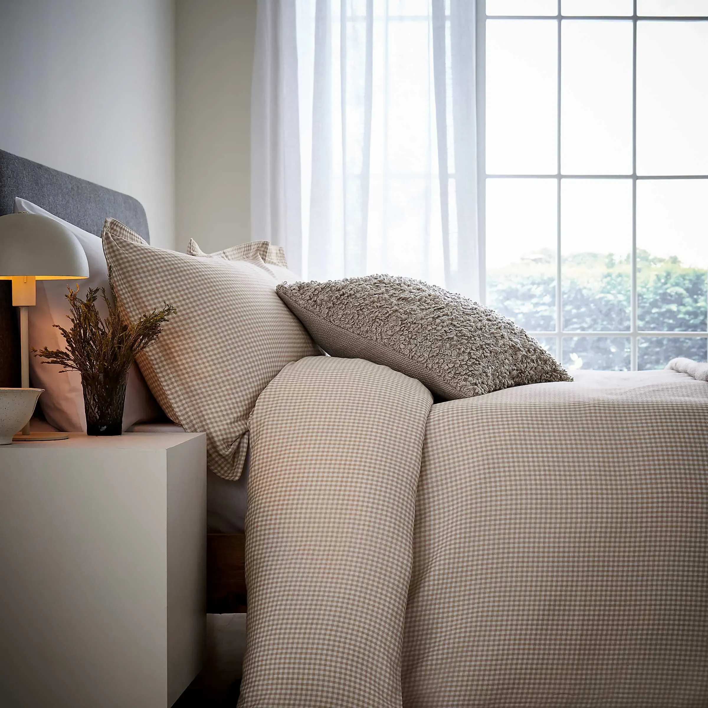 King Duvet Cover Set Gingham - Linen, Cotton