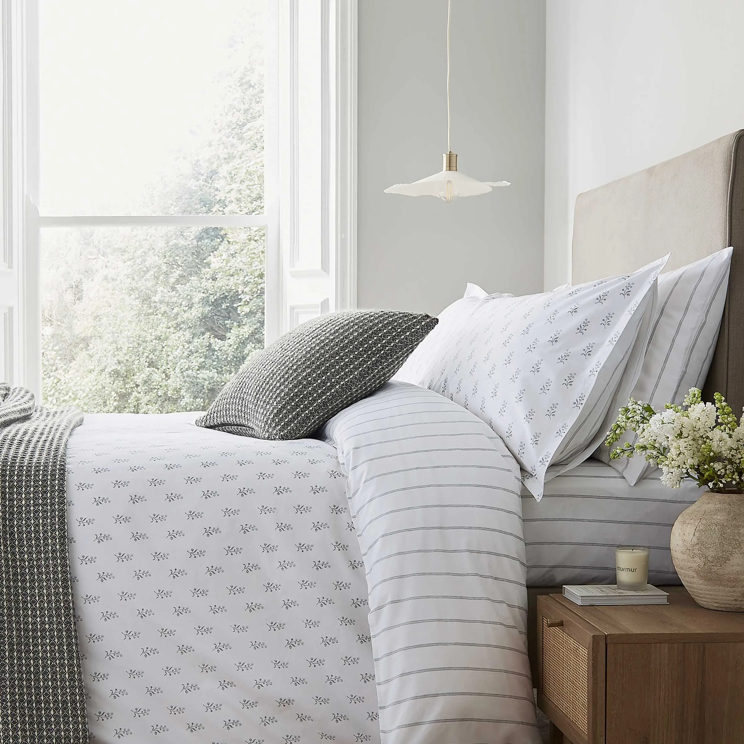 King Size Duvet Cover Set - Cloud Grey, Cotton