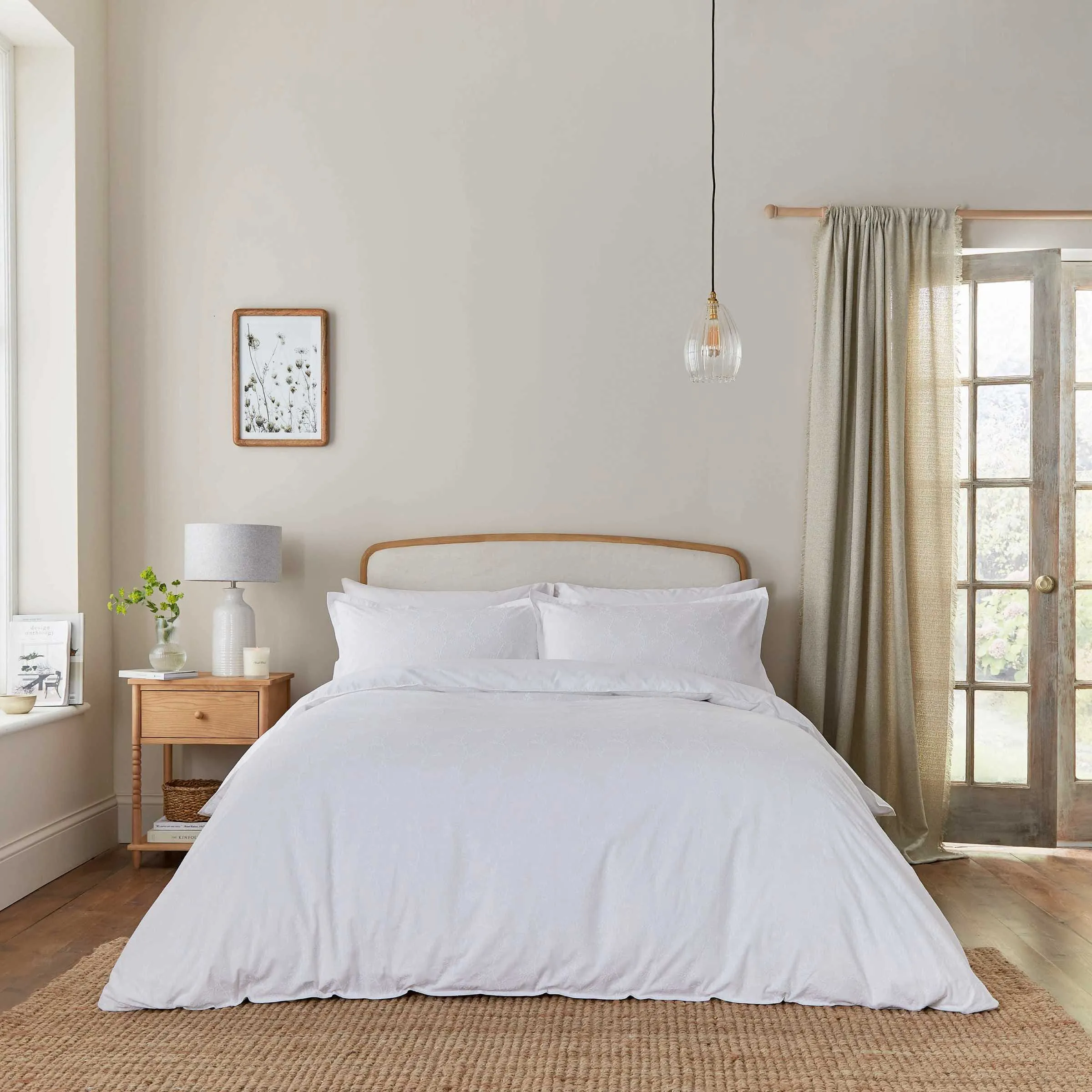 King Size Duvet Cover Set - White, Cotton