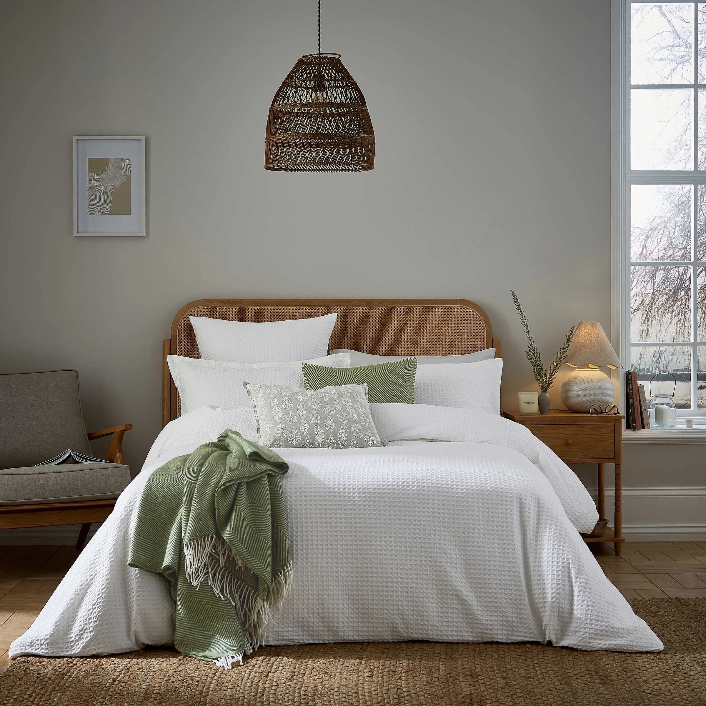 King Size Duvet Cover Set - White, Cotton