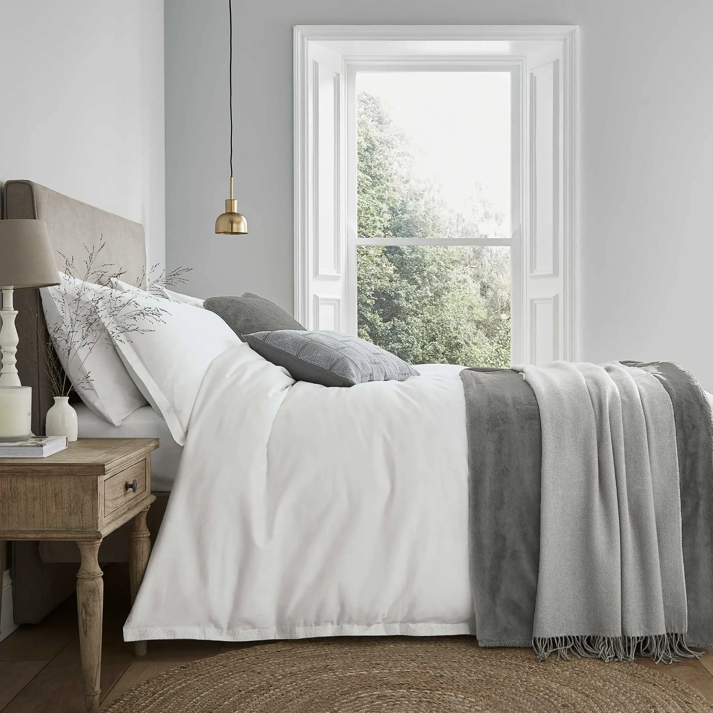 King Size Duvet Cover - White, Cotton Sateen