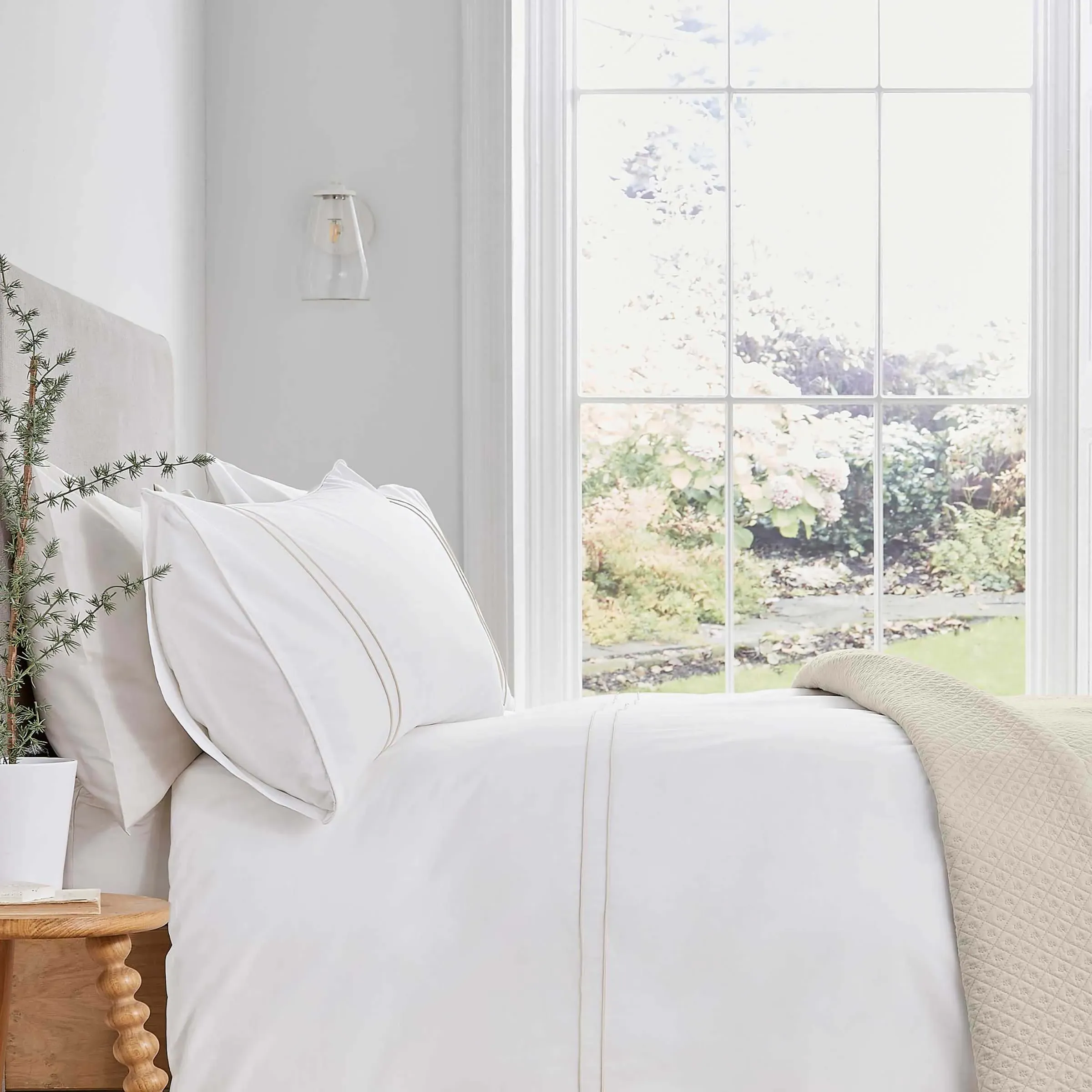 King Size Duvet Cover with Embroidery - Ivory, Cotton