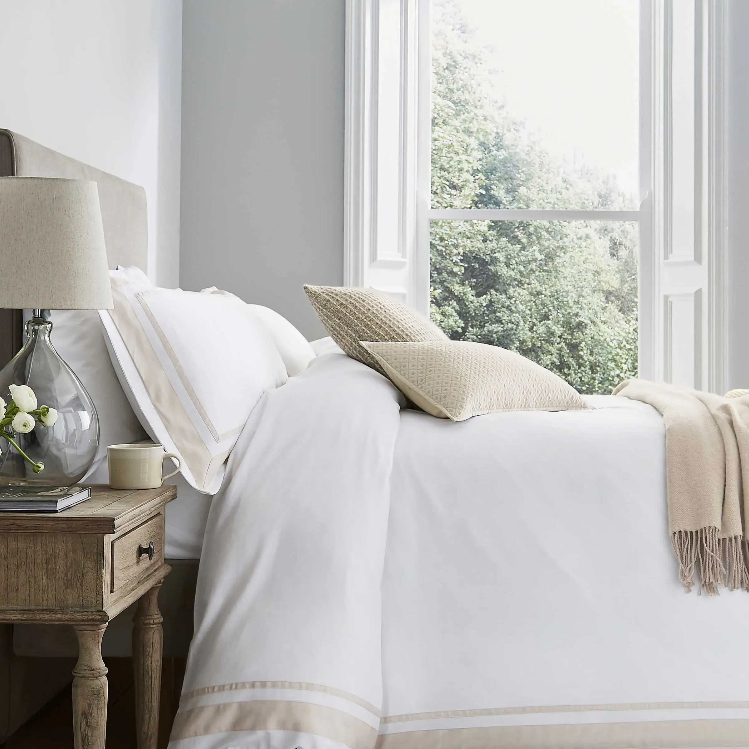 Kingsize Duvet Cover with Border - Linen, Cotton