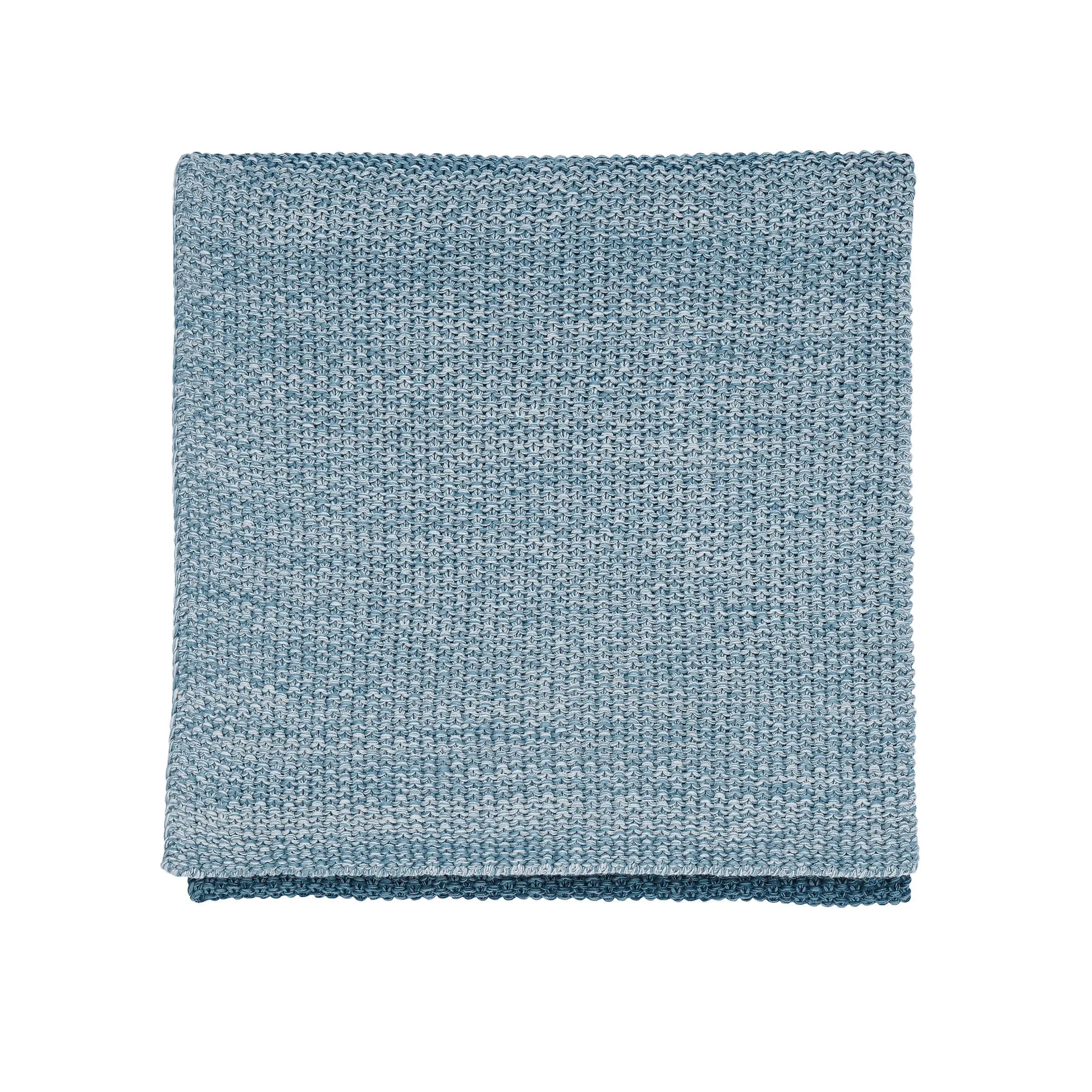 Knitted Throw with Ombre Effect - Blue, Cotton image