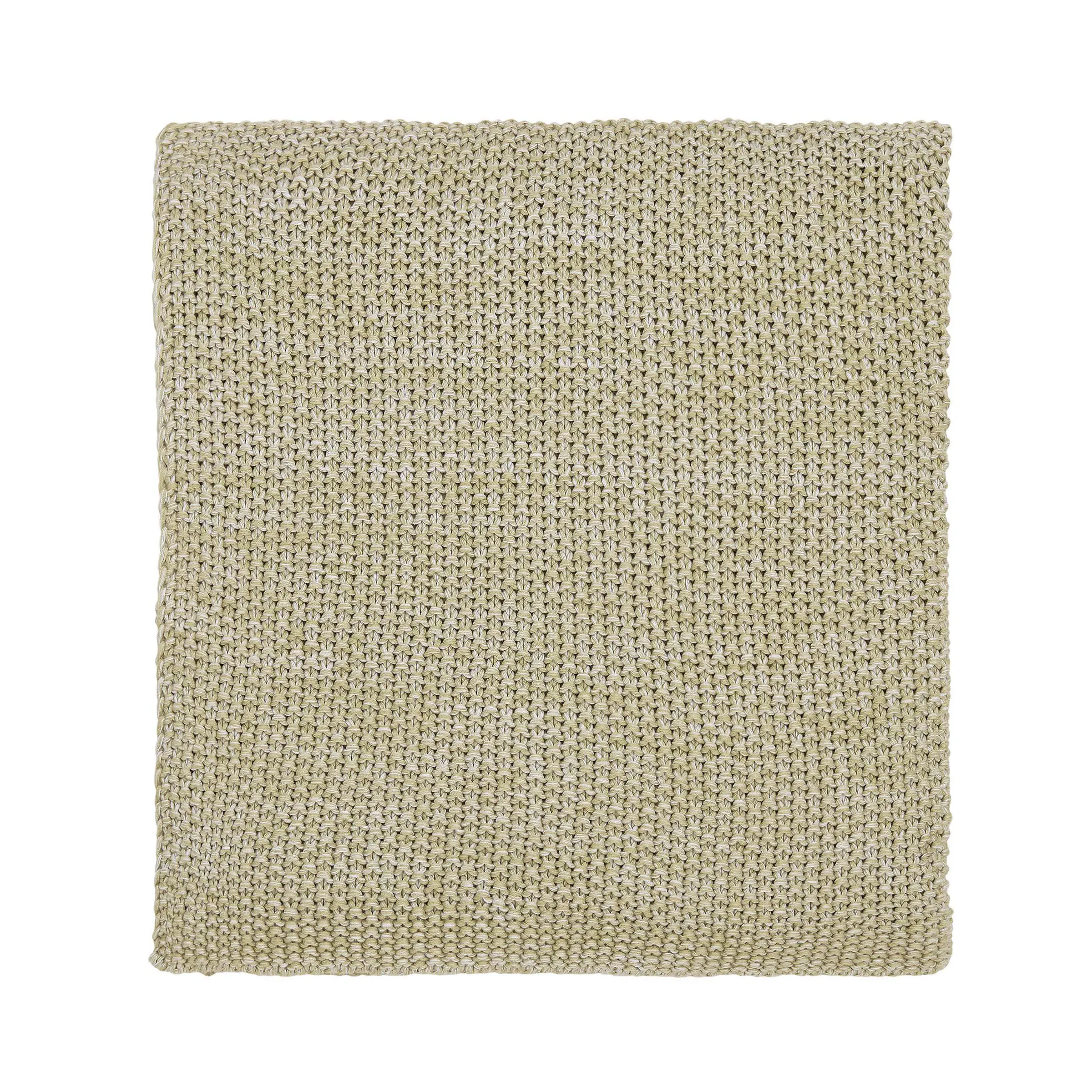 Knitted Throw with Ombre Effect - Green, Cotton