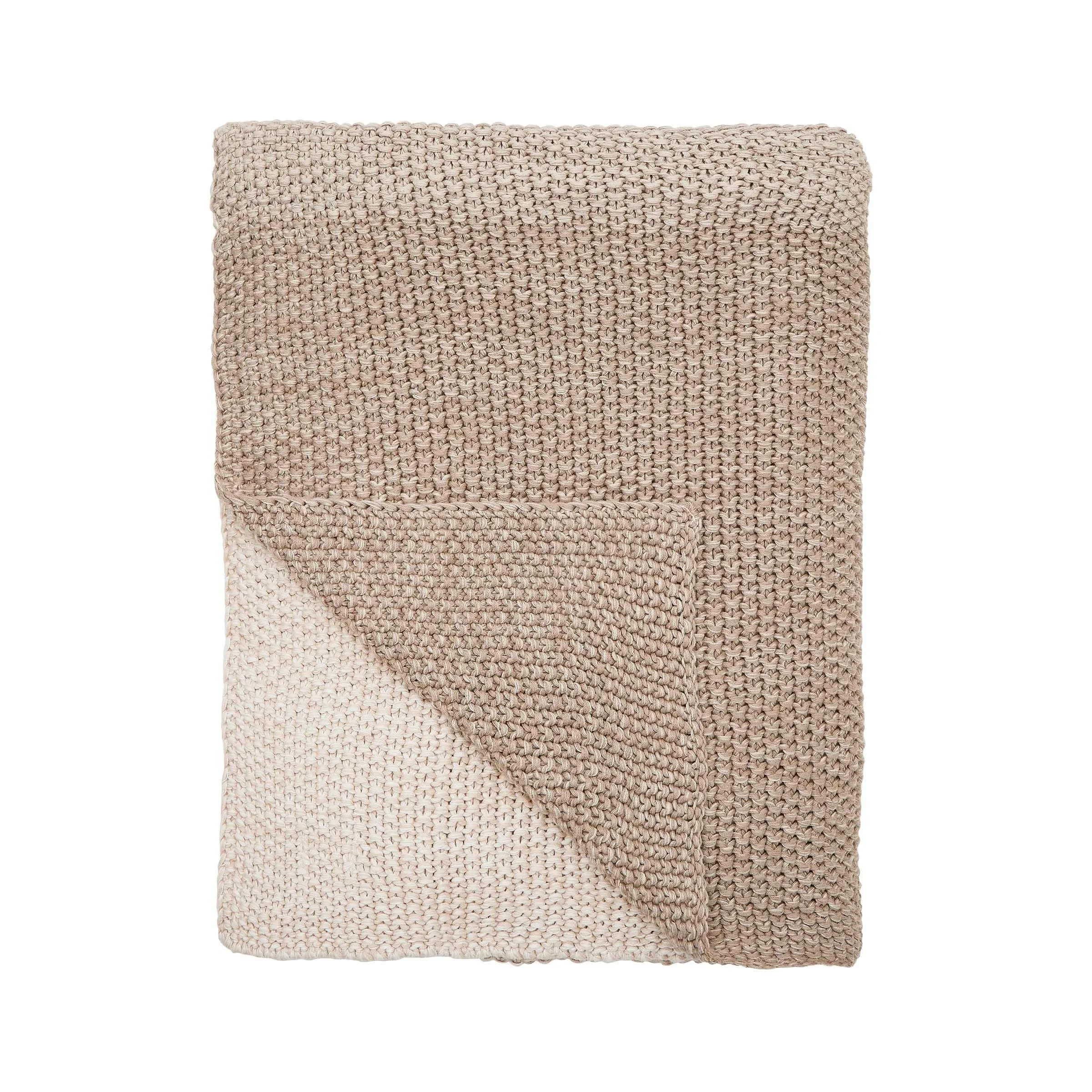 Knitted Throw with Ombre Effect - Linen, Cotton