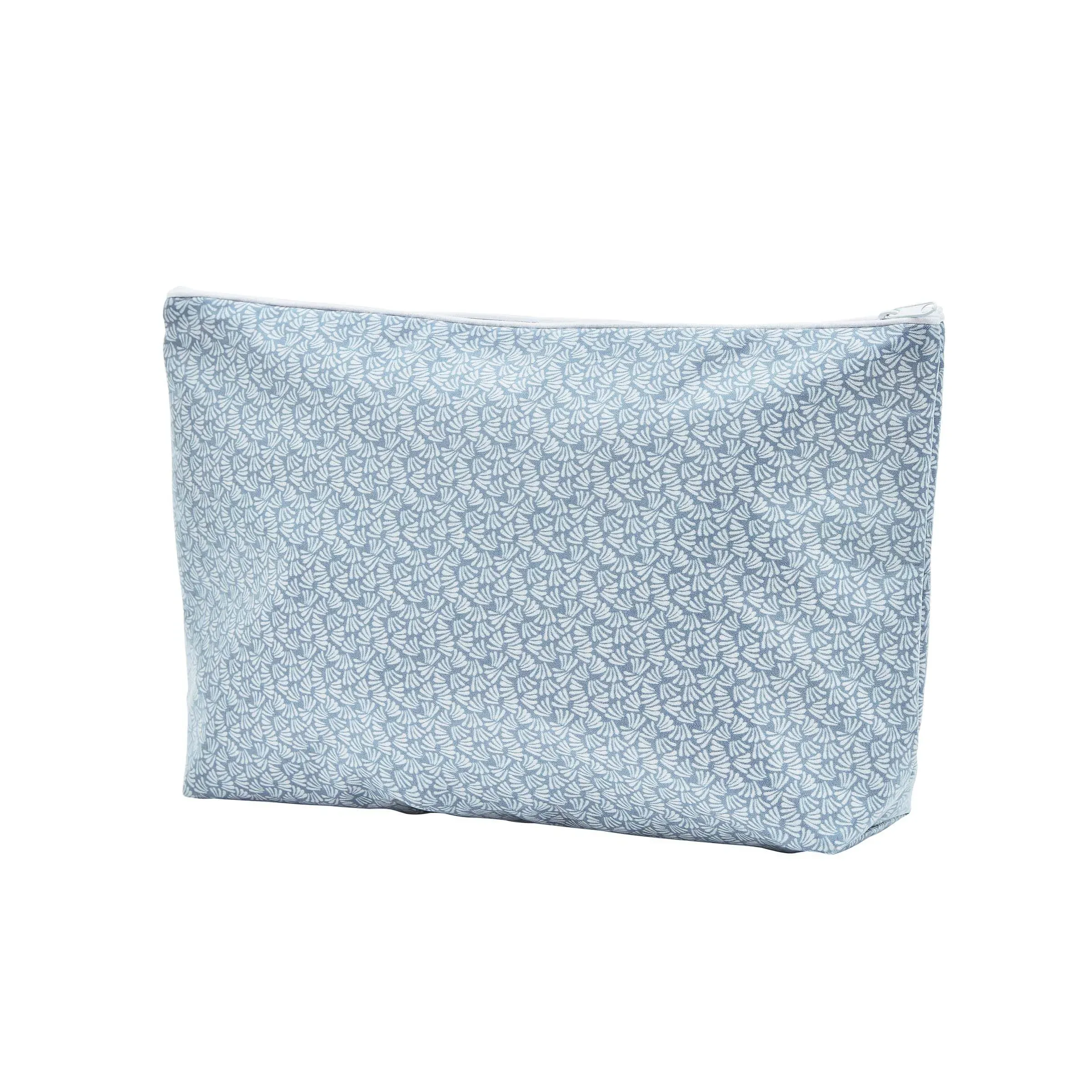 Large Wash Bag with Zip - Blue, Coated Cotton