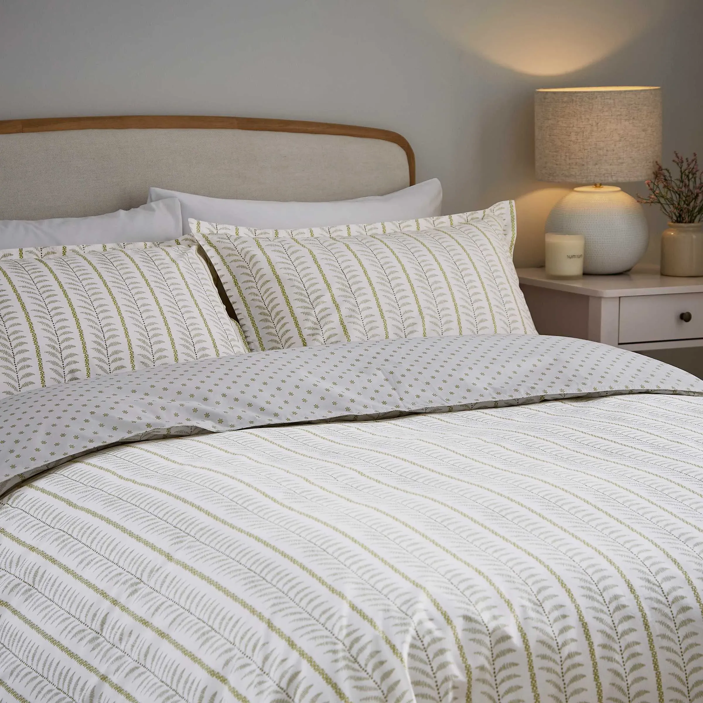 Linden Print Single Duvet Cover Set - Mourne Green, Cotton Percale product