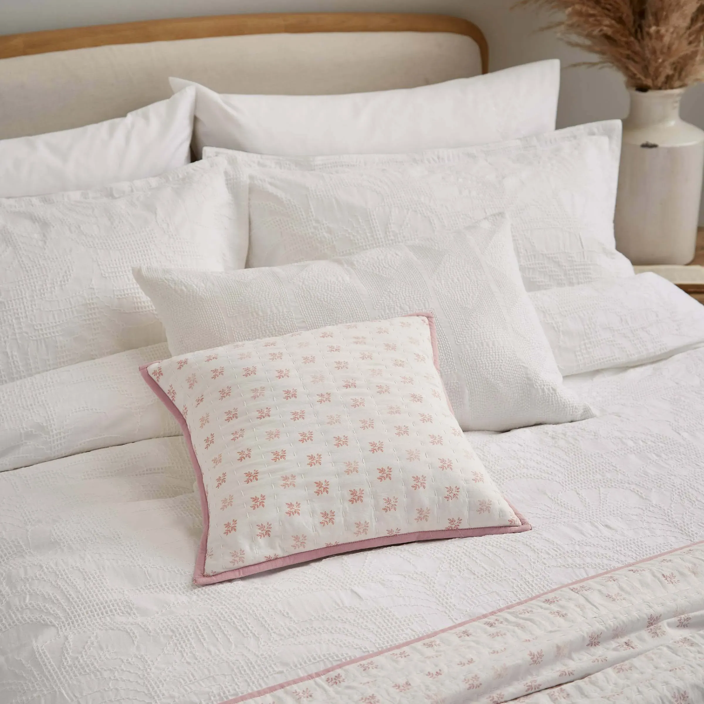 Pair Standard Pillowcases Embroidered - White