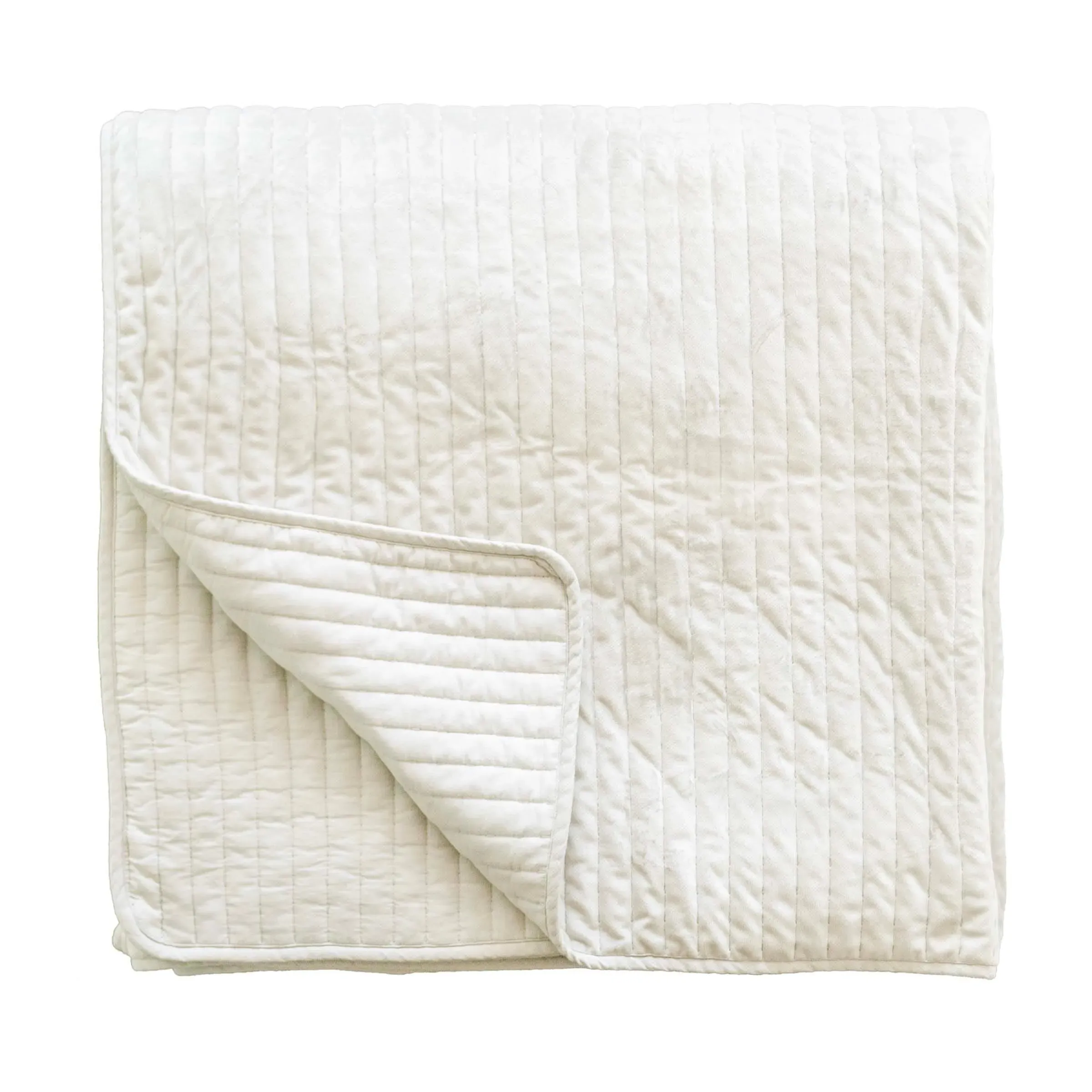 Quilted Throw - White, Velvet