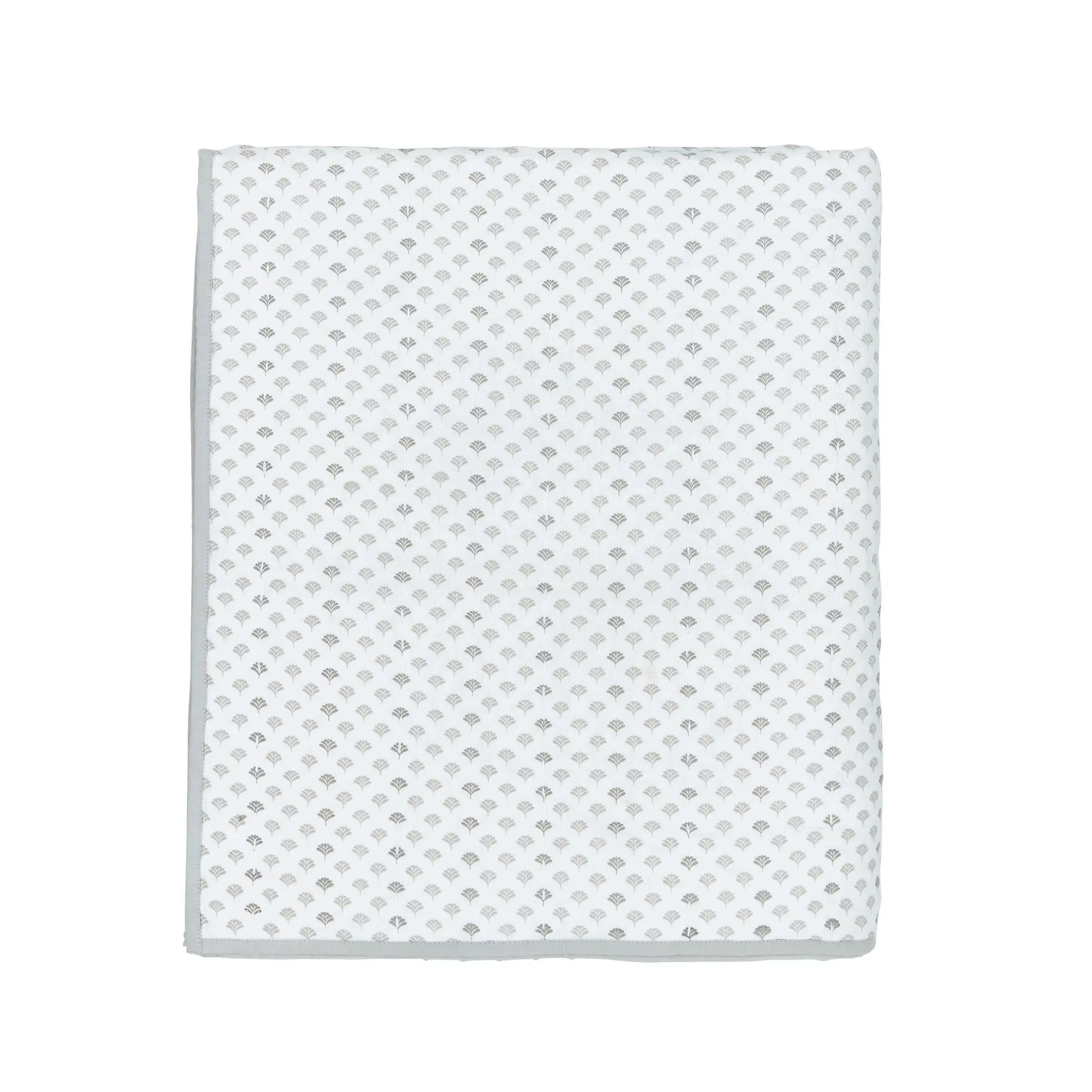 Quilted Throw with Block Print - Cloud Grey, Cotton image