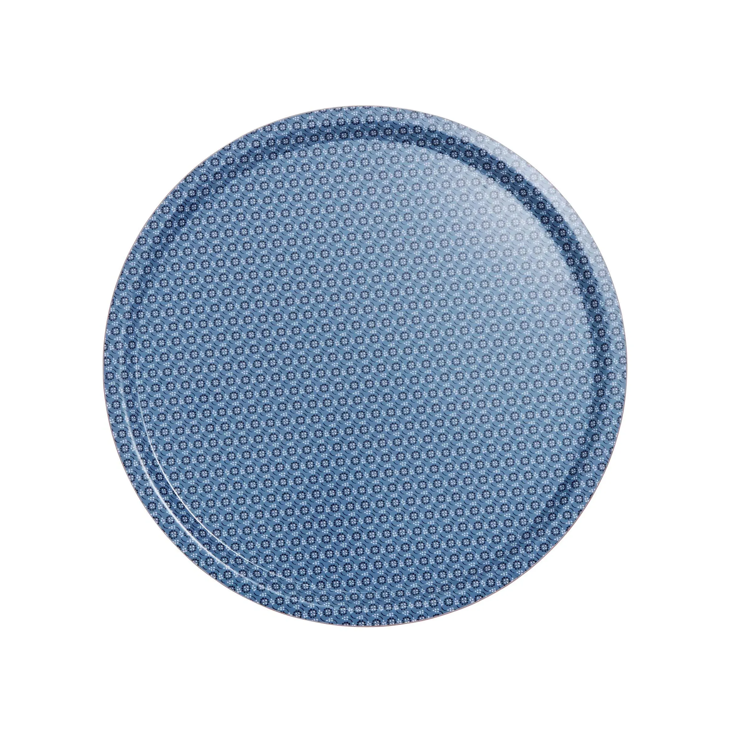 Round Tray with Floral Pattern - Blue, Melamine image