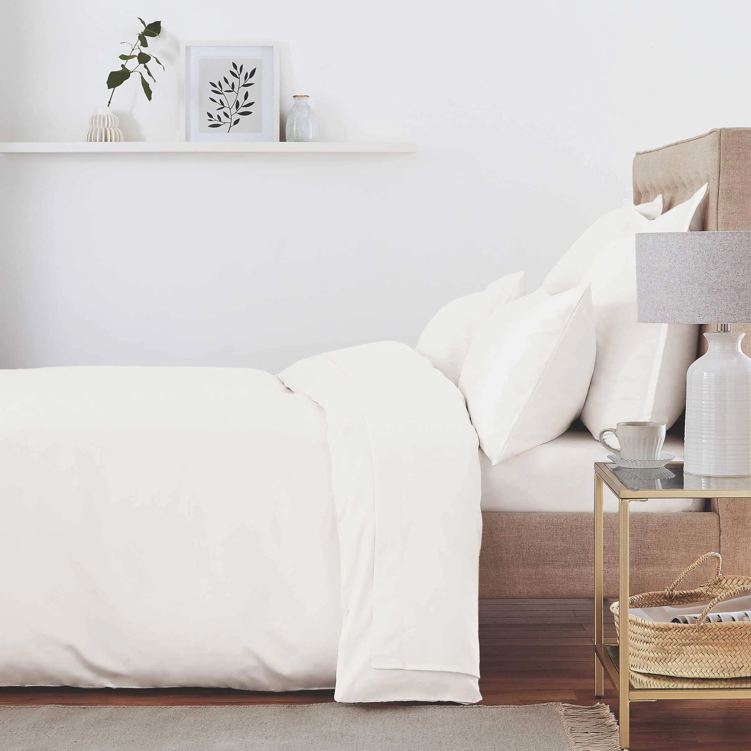 Single Duvet Cover 500 Thread Count - White, Cotton