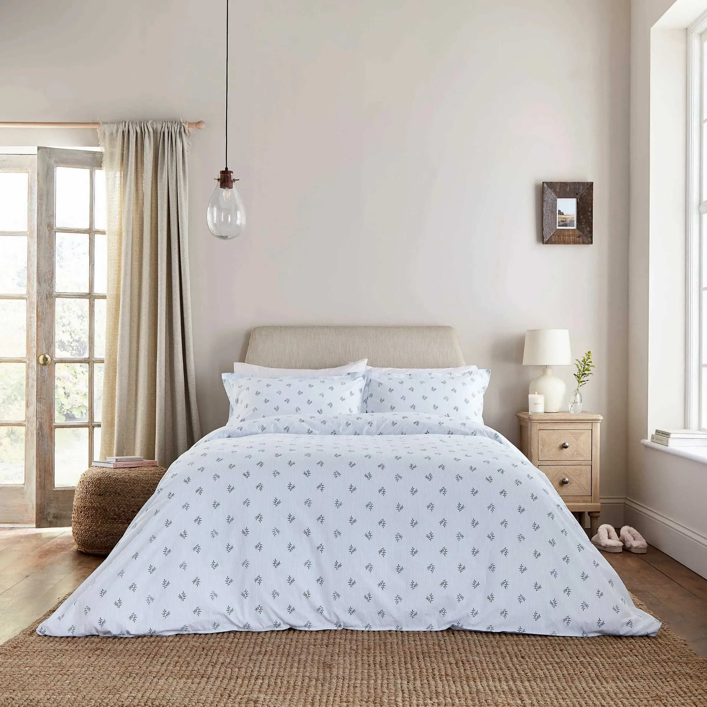 Single Duvet Cover Set - Blue, Cotton Percale