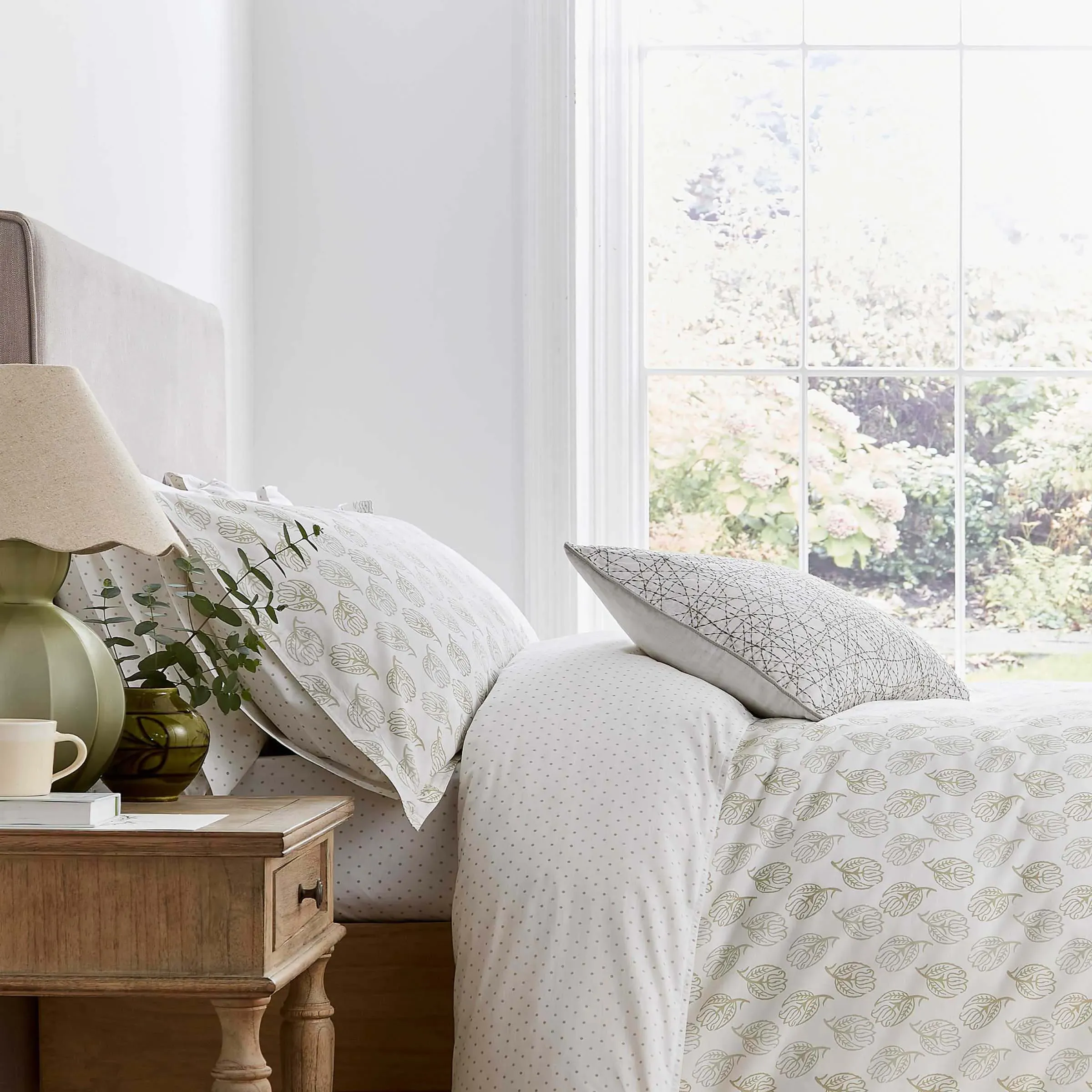 Single Duvet Cover Set - Green, Cotton Percale image