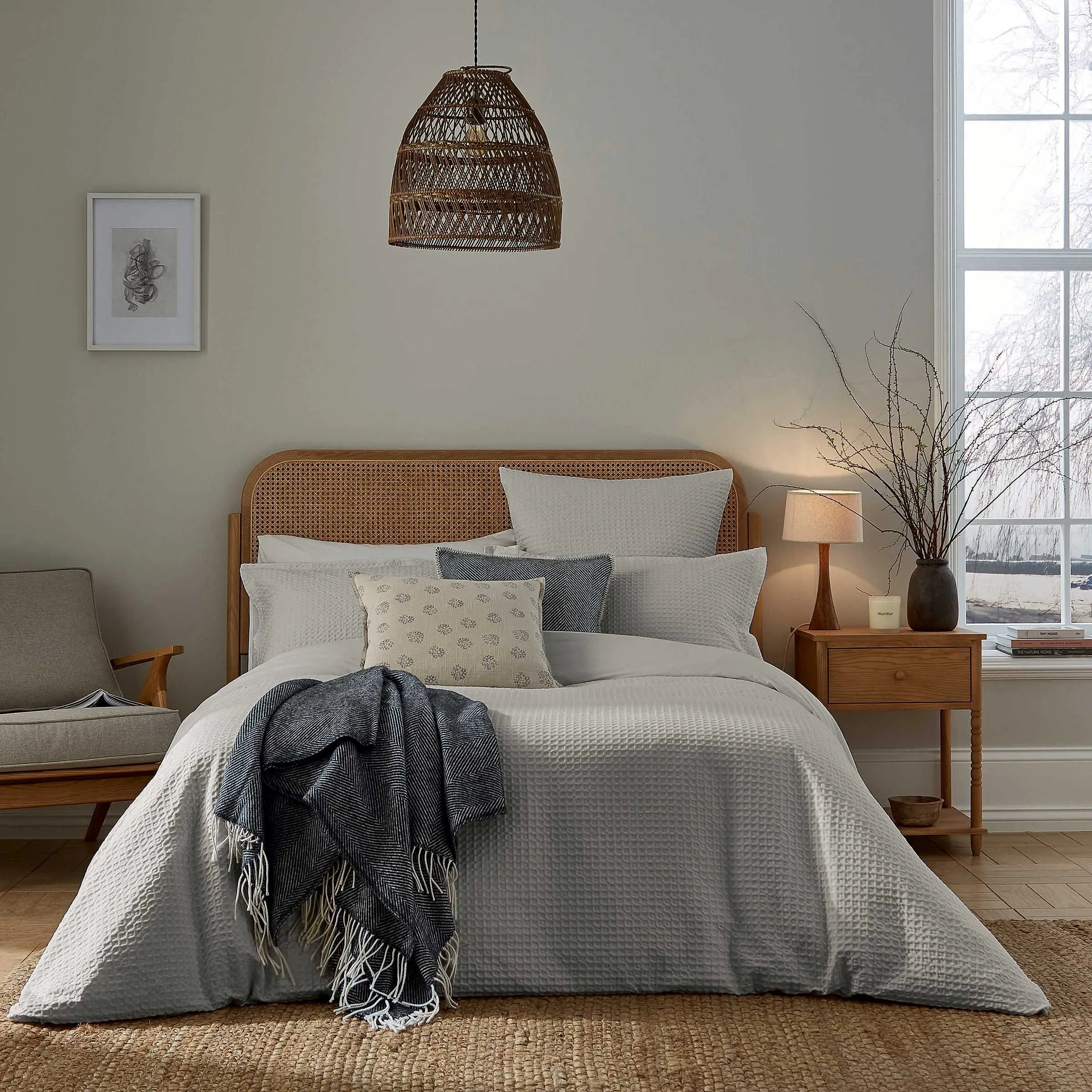 Single Duvet Cover Set - Grey, Cotton