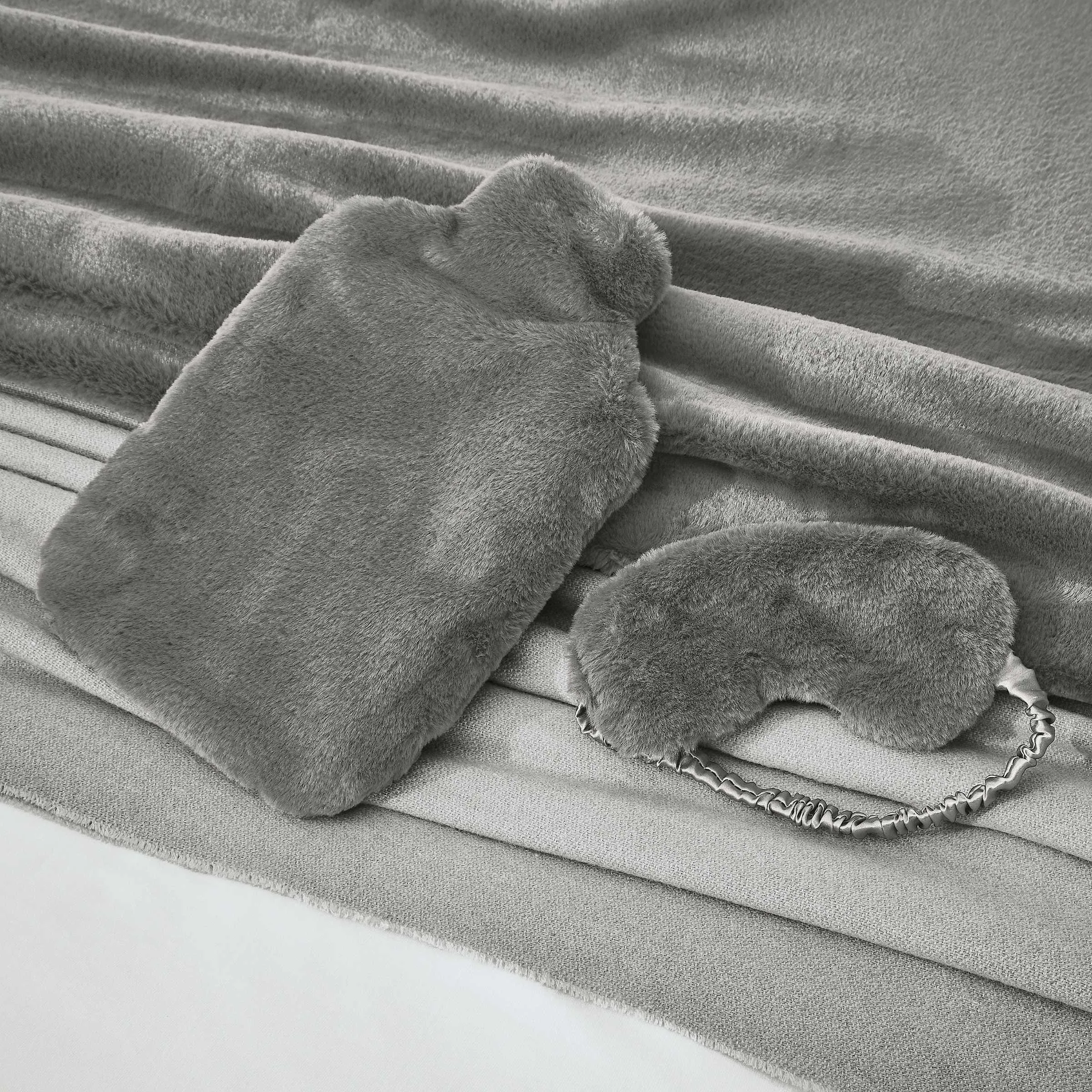 Skye Faux Fur Hot Water Bottle & Cover - Storm Grey alternate view