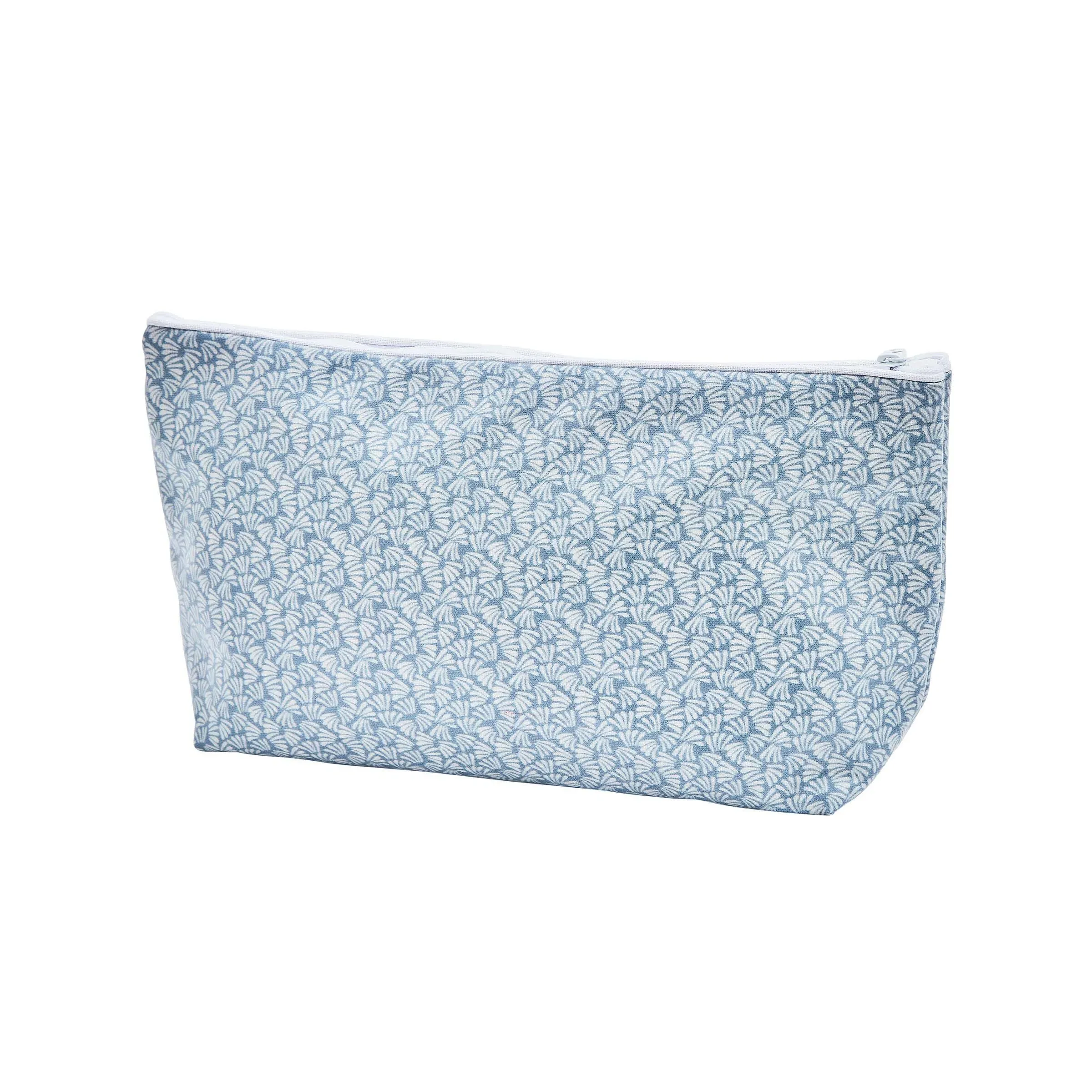 Small Wash Bag with Zip - Blue, Coated Cotton image