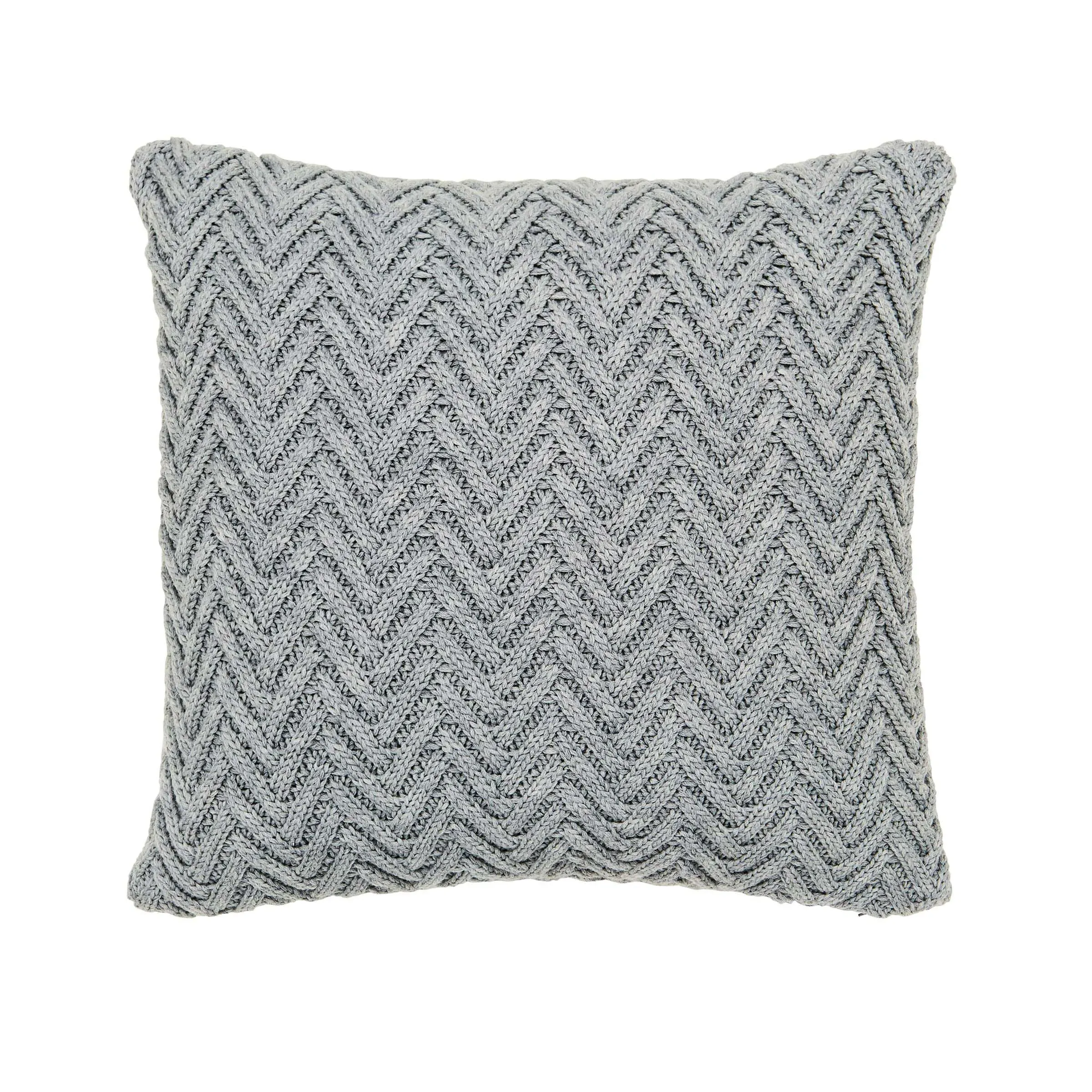 Square Chunky Knit Cushion - Cloud Grey, Wool image