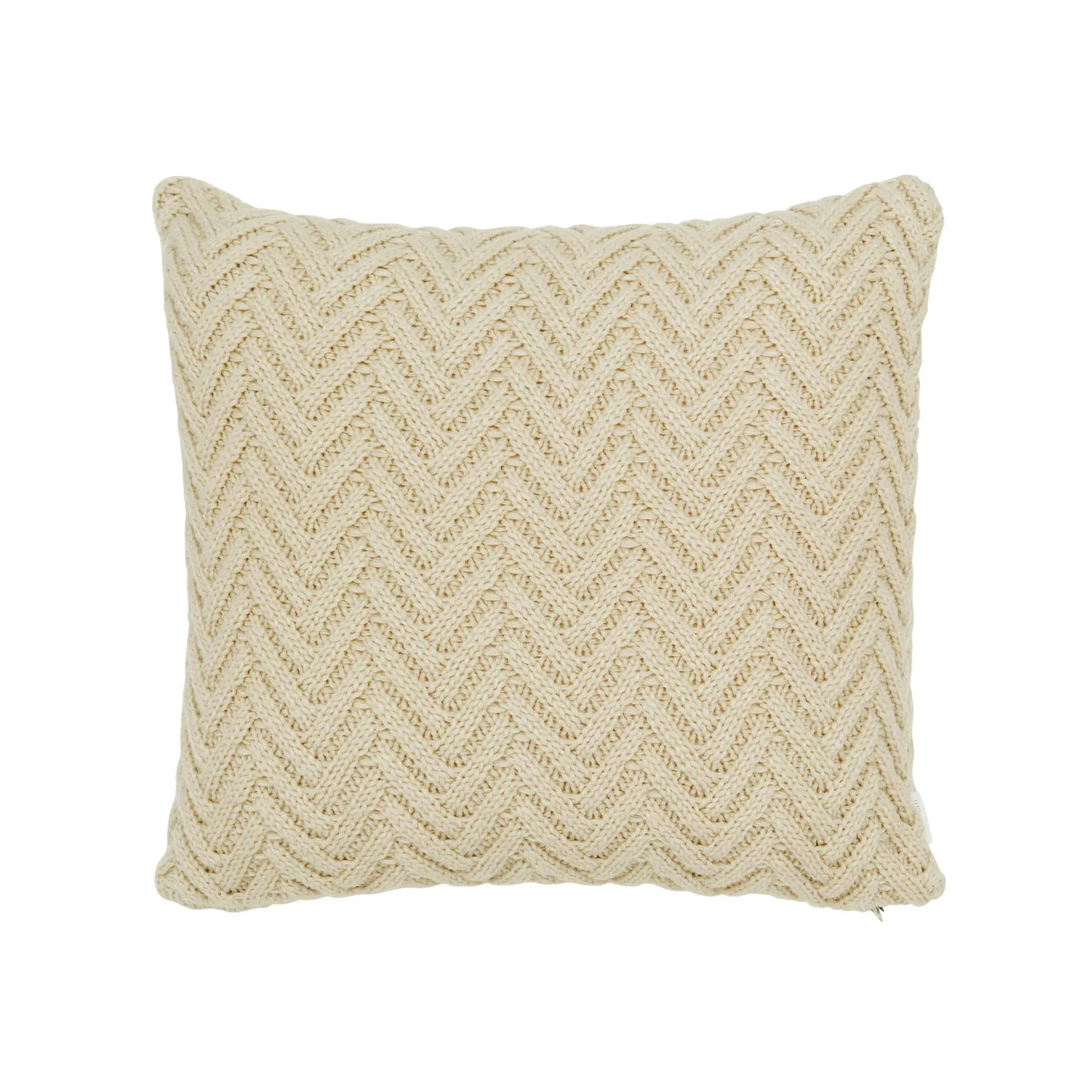 Square Chunky Knit Cushion - Linen, Wool Blend