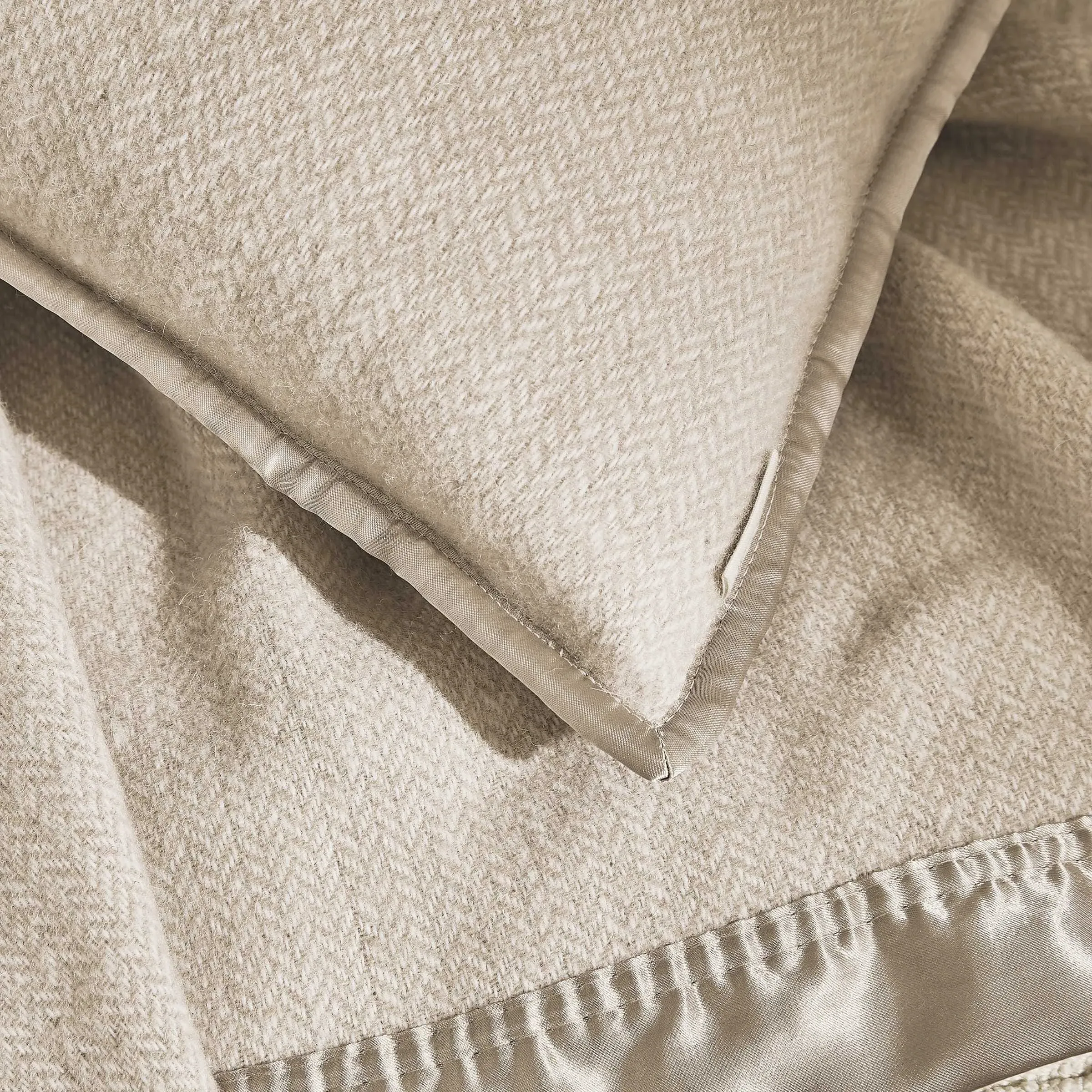 Square Cushion Herringbone Woven - Linen, Wool