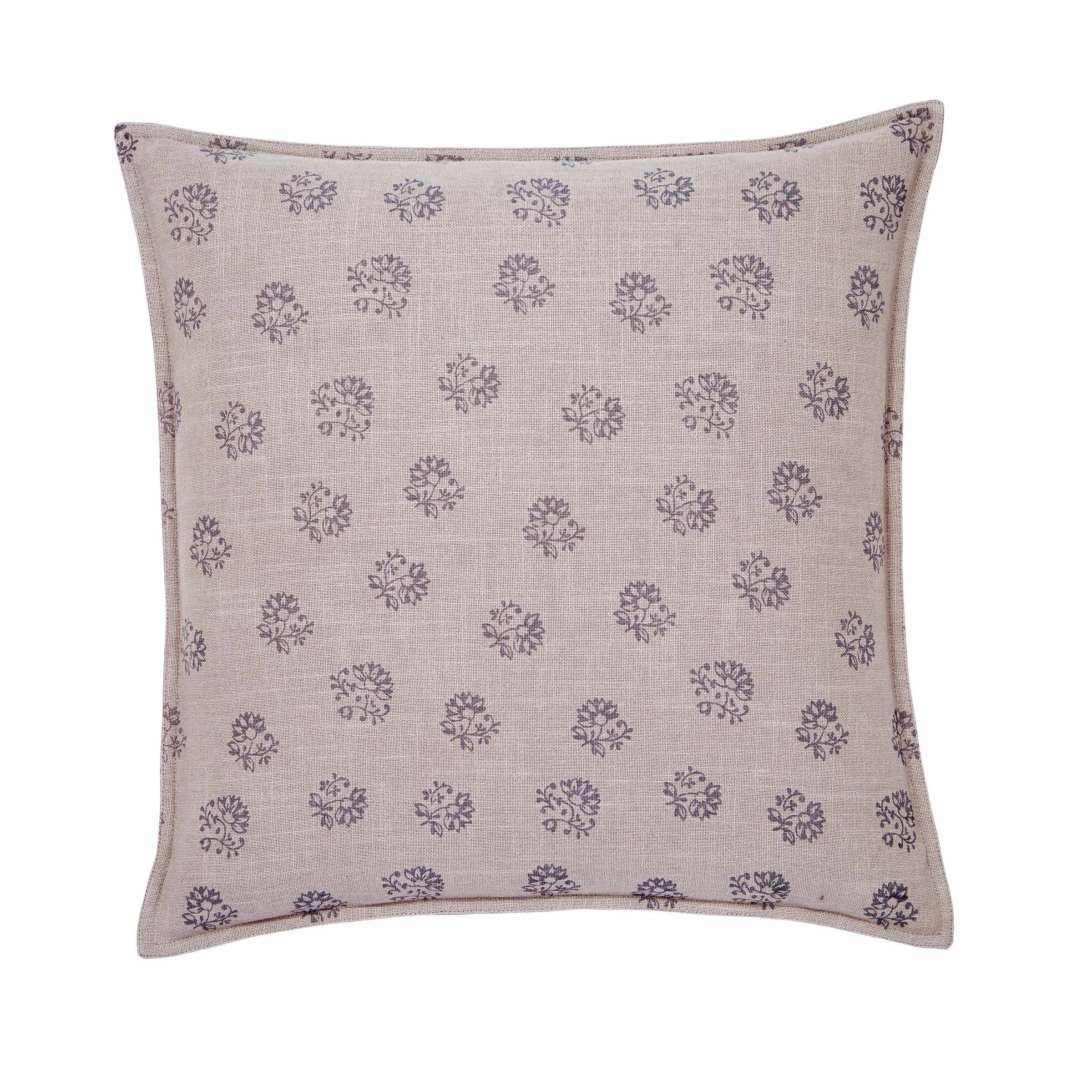 Square Cushion with Floral Print - Grey, Cotton image