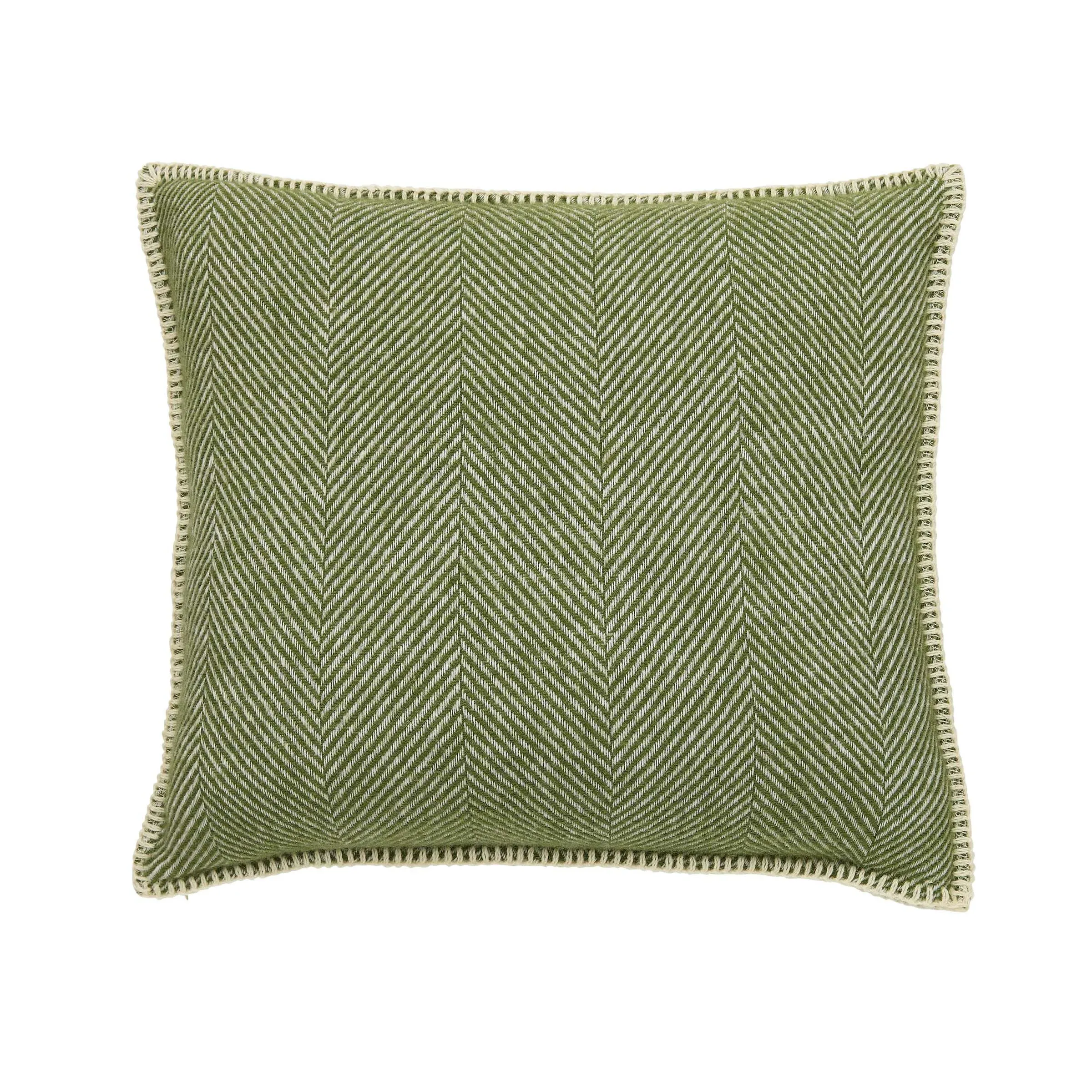 Square Cushion with Herringbone - Dark Sage, Wool image